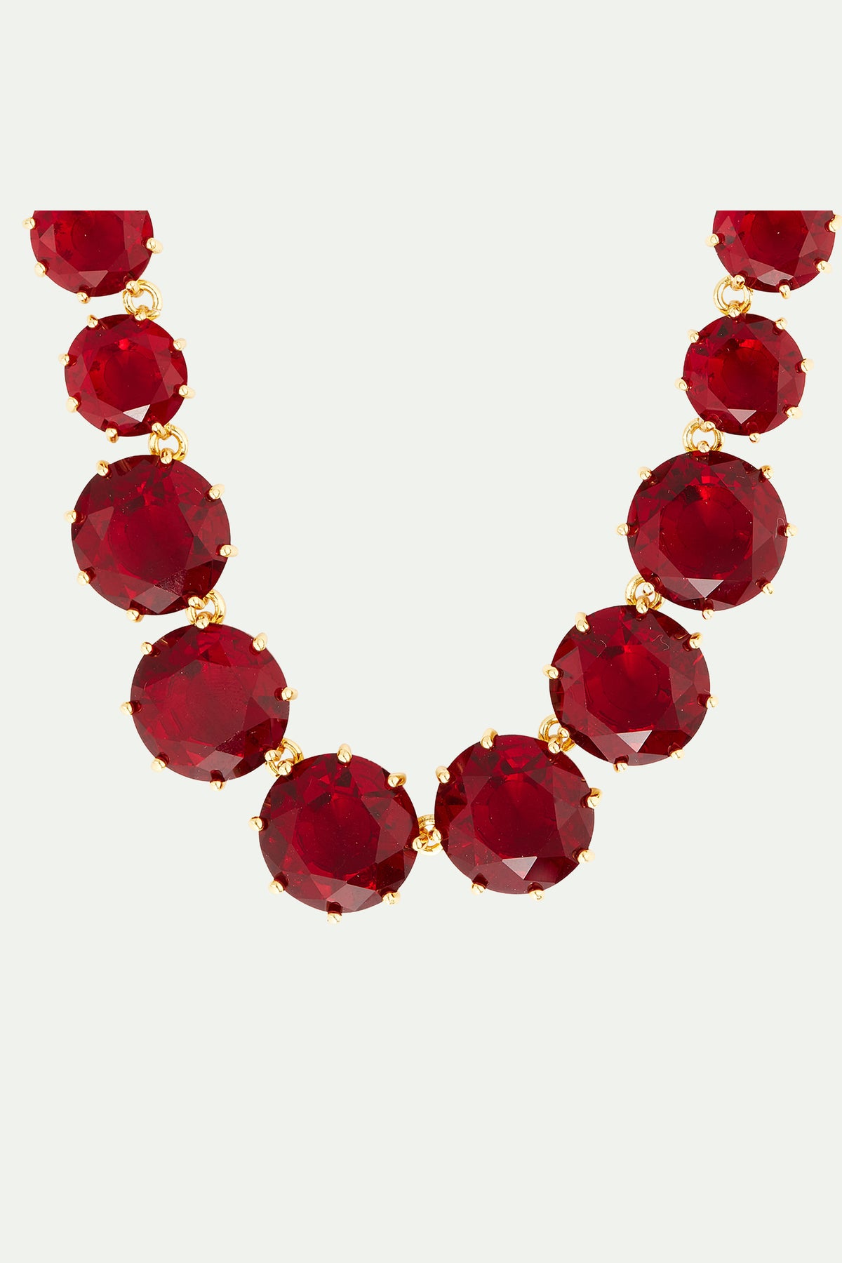 Collier sautoir pierres rondes La Diamantine rouge grenat