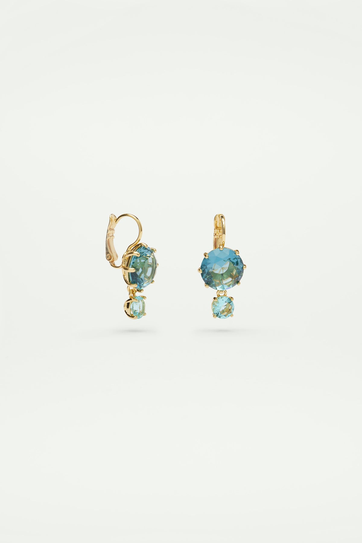 Boucles d'oreilles dormeuses pierres rondes la diamantine acqua azzura