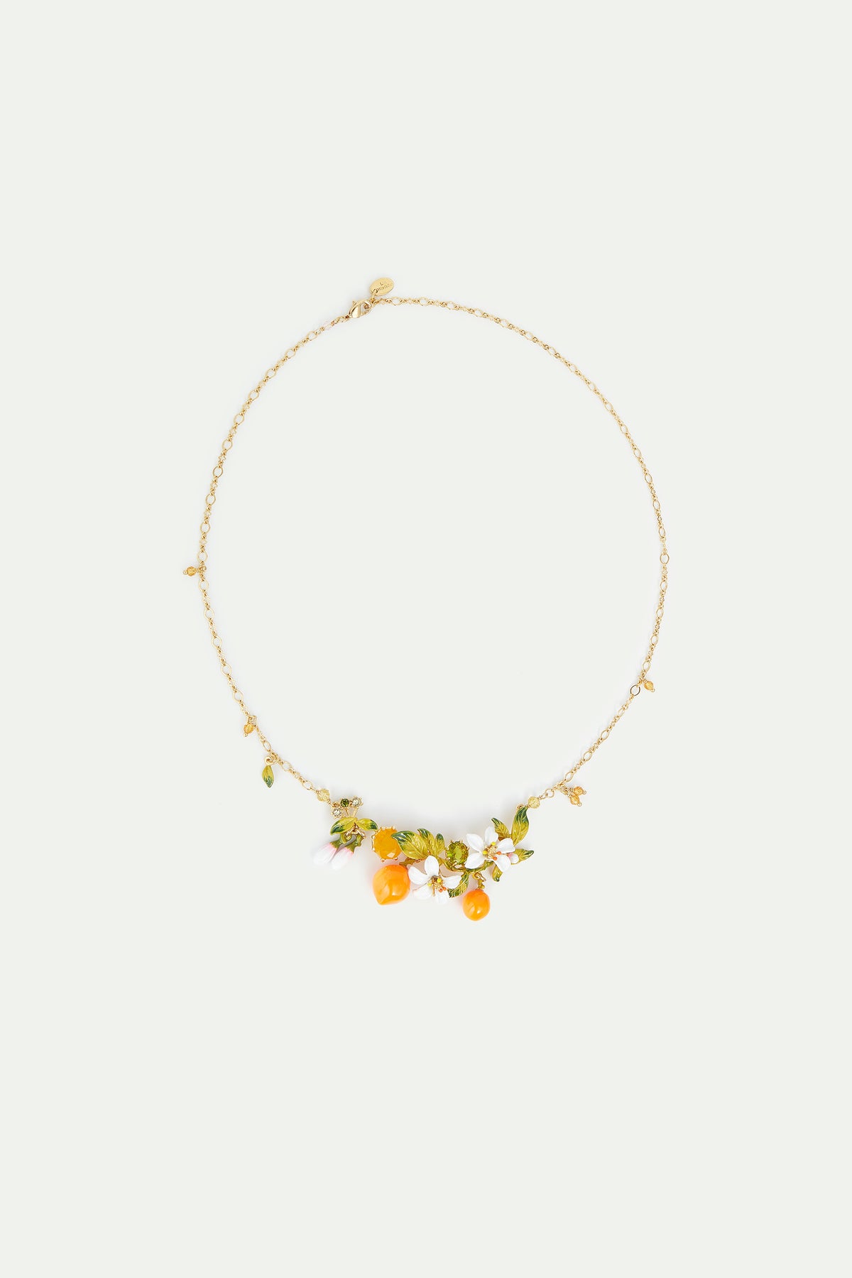 Collier plastron fleurs d'oranger et oranges