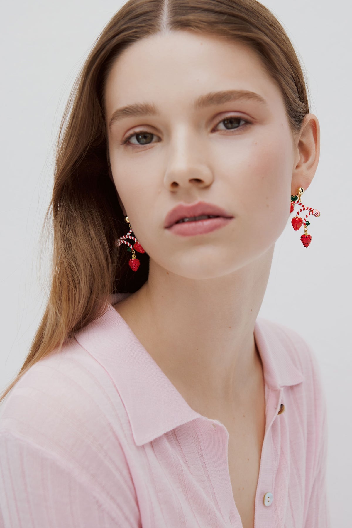 Boucles d'oreilles fraise et sucre d'orge