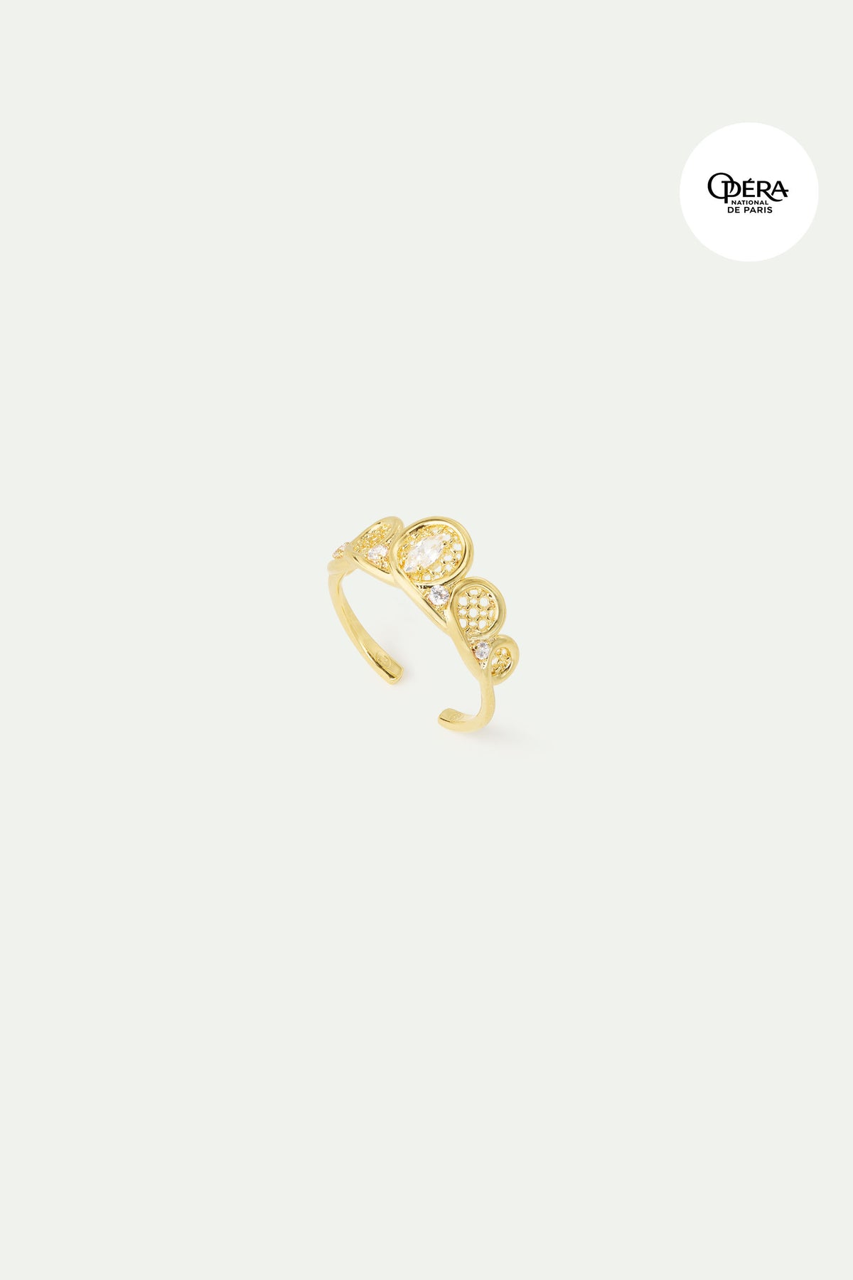 Bague ajustable Diadème doré en filigrane et cristaux