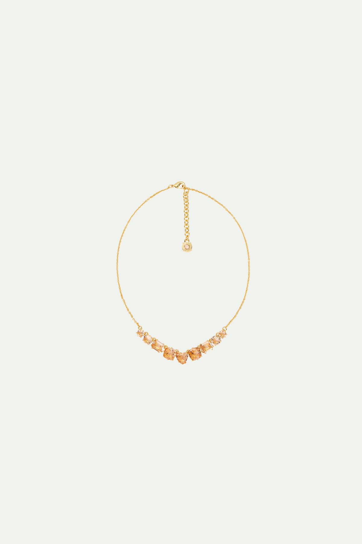 Collier fin 9 pierres la diamantine rose abricot