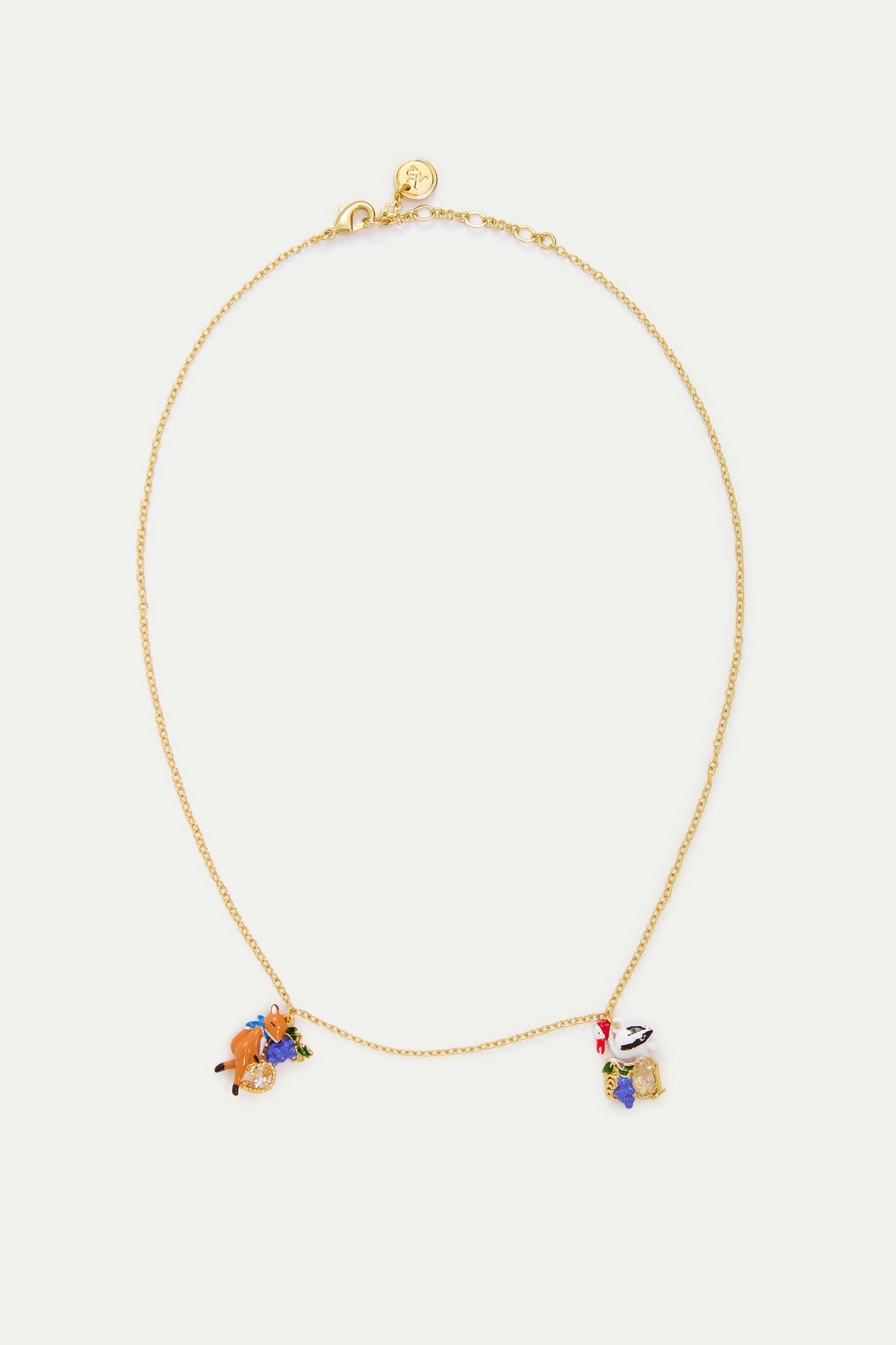 Collier fin le Renard et la Cigogne, raisin et verre facetté