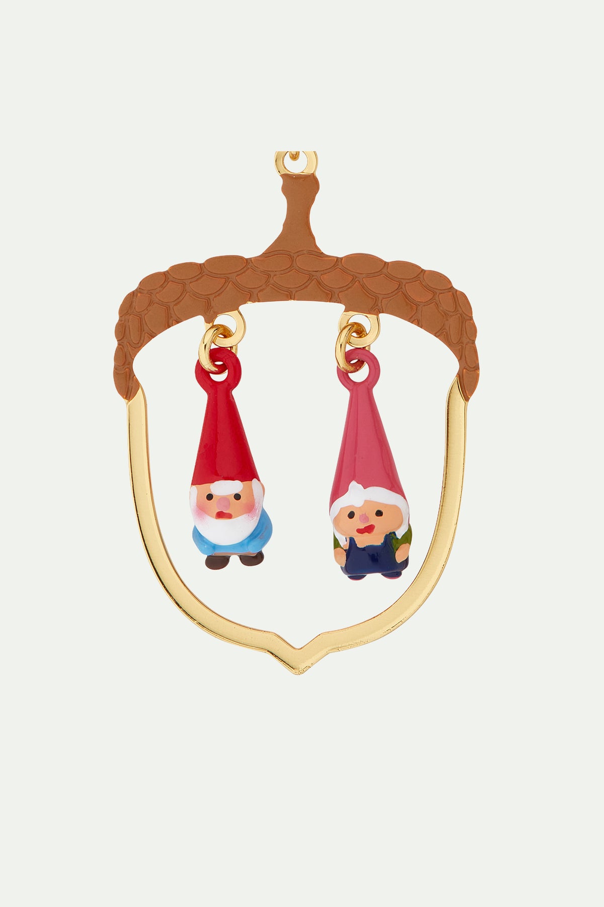 Collier pendentif noisette et nains de jardin