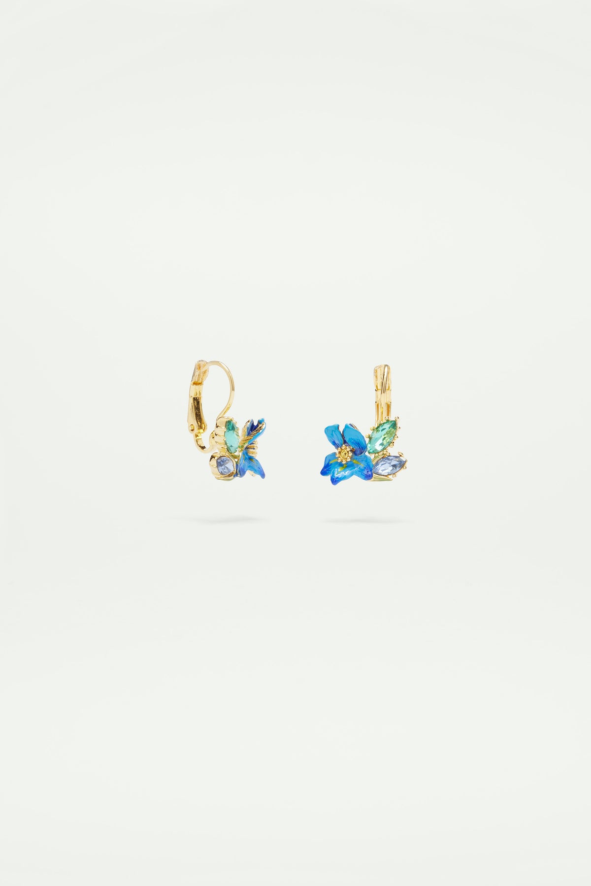 Siberian Iris and Faceted glass sleeper earrings