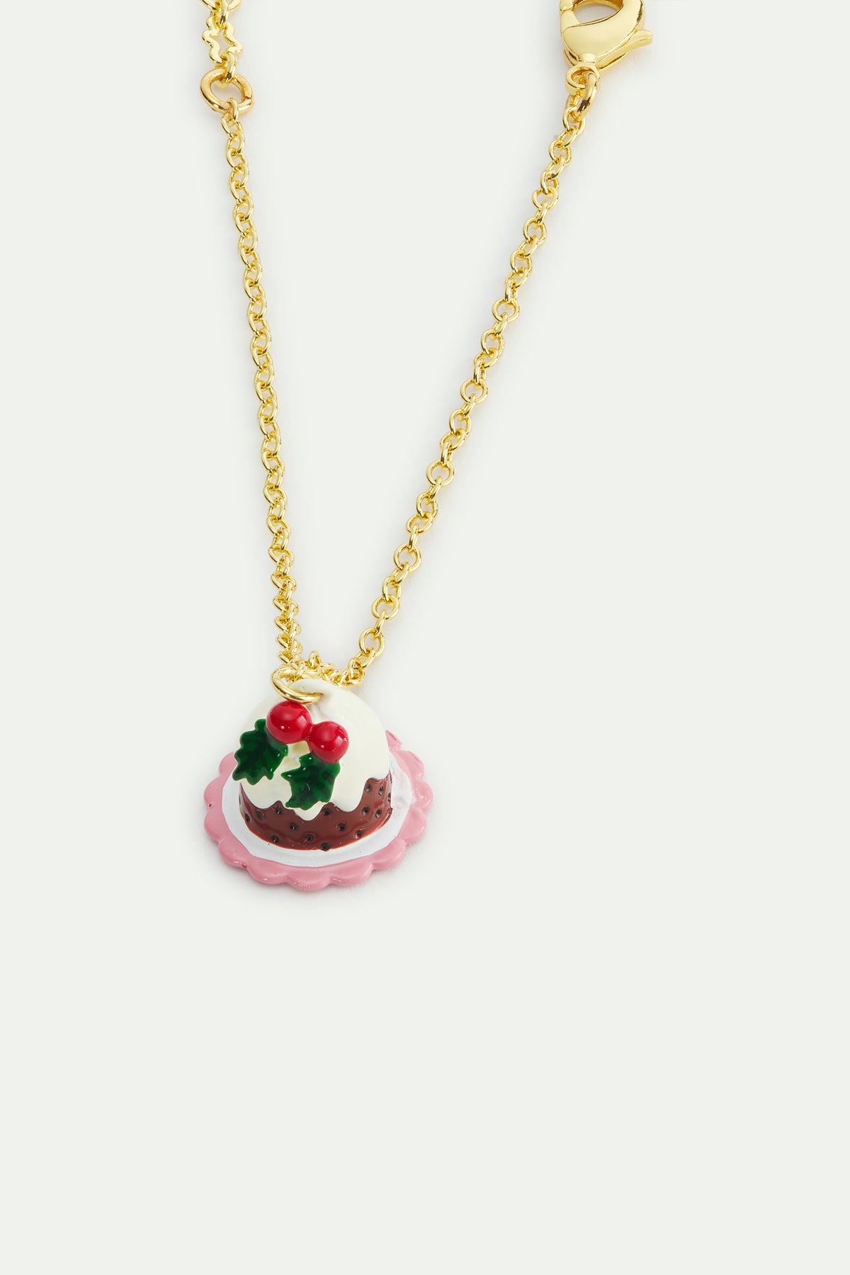 Pendant bracelet with christmas pudding and faceted red crystal bead