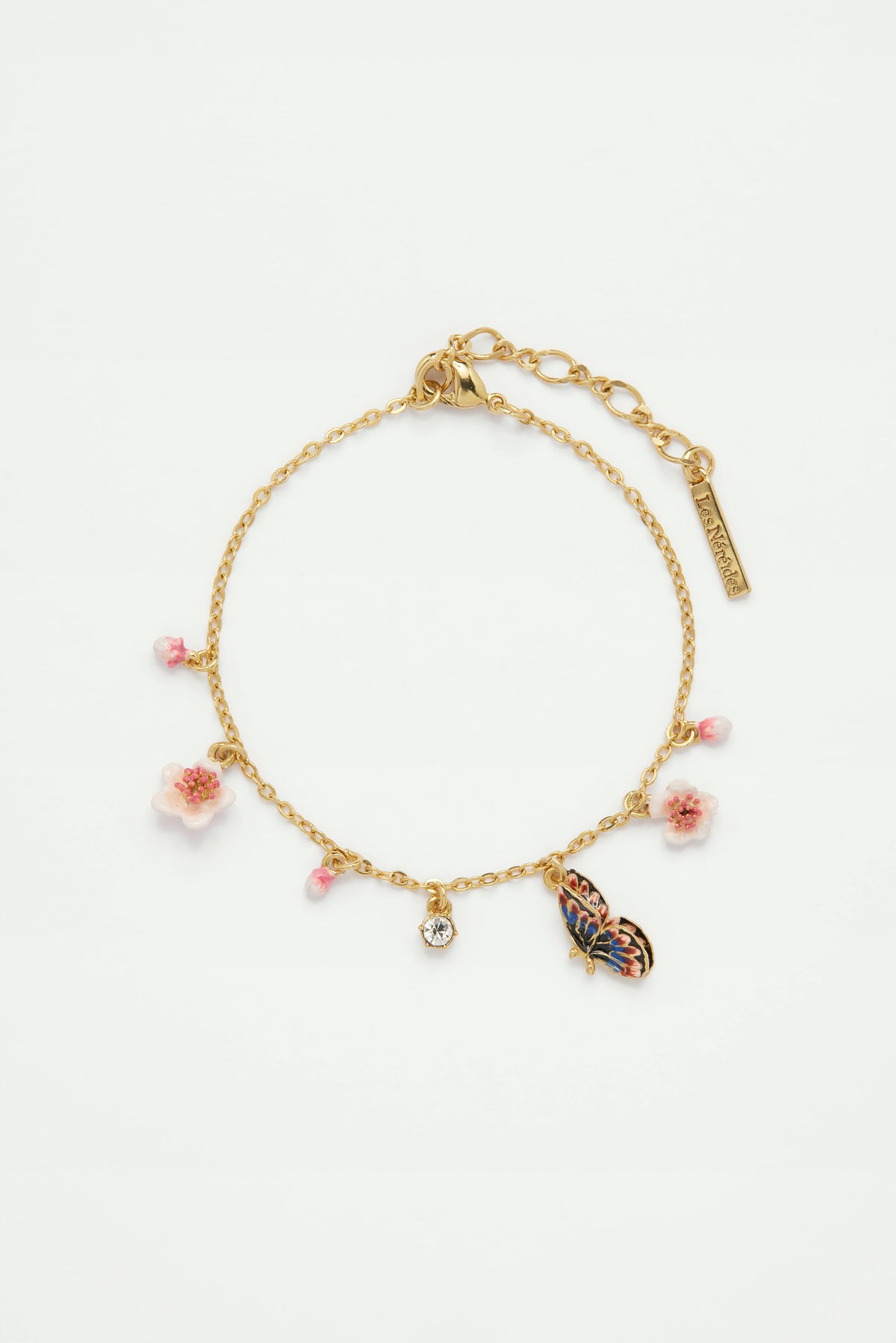 Bracelet fin papillon du japon et petites fleurs de cerisier