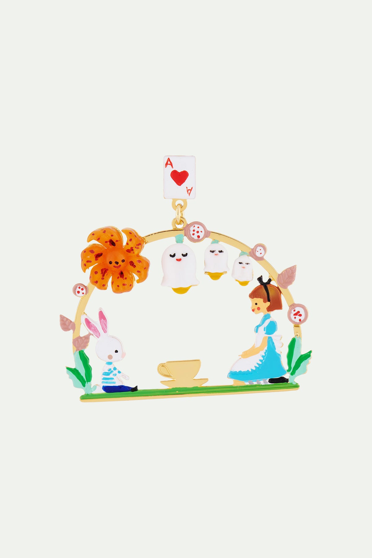 Créoles tiges teatime alice et lapin blanc