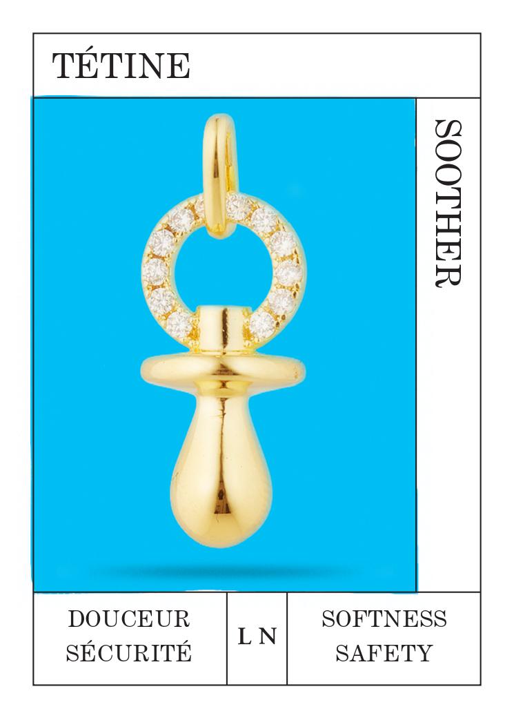 Pendentif Tétine dorée, Douceur et Sécurité