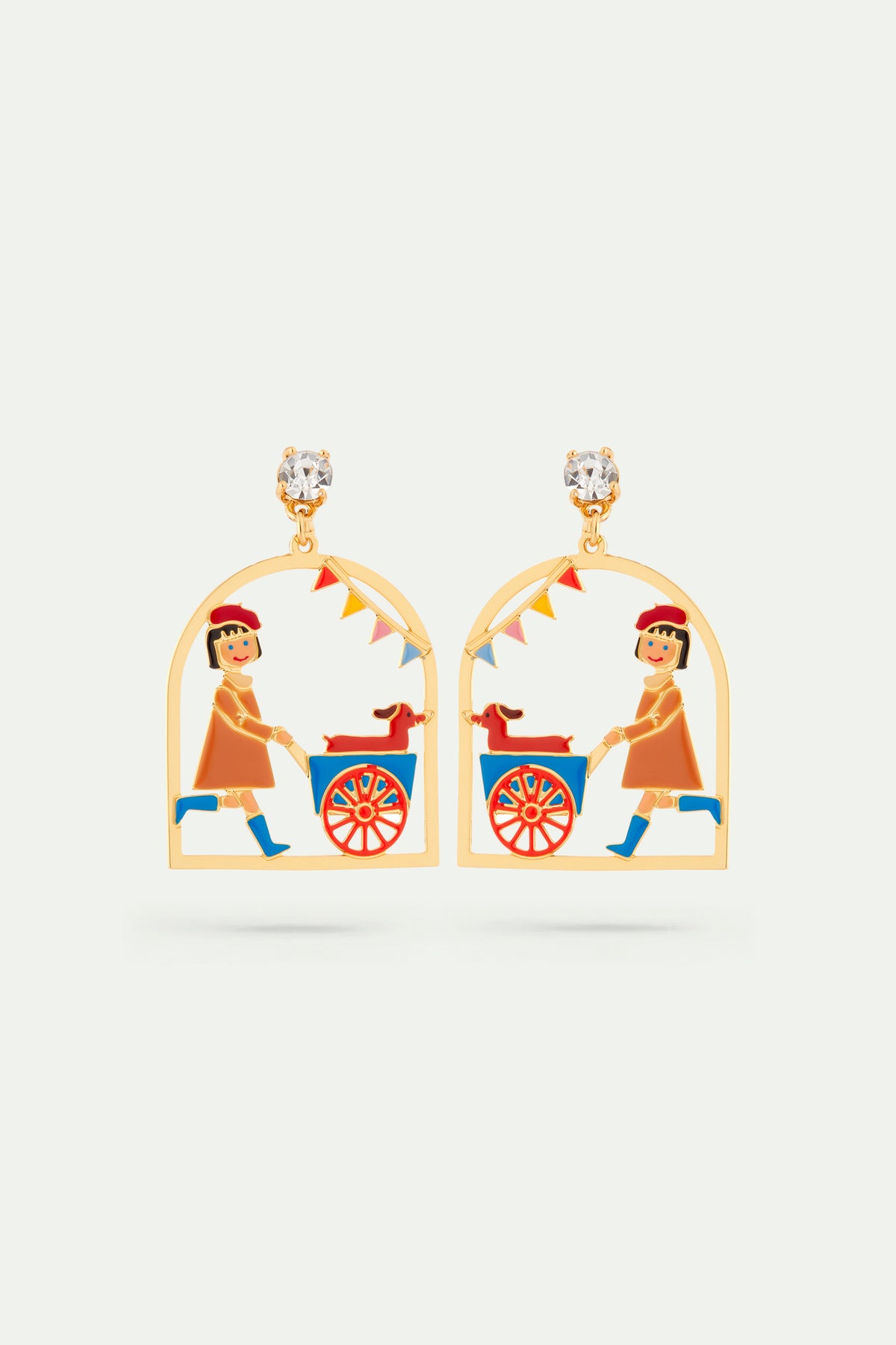 Little girl and dachshund at the funfair earrings