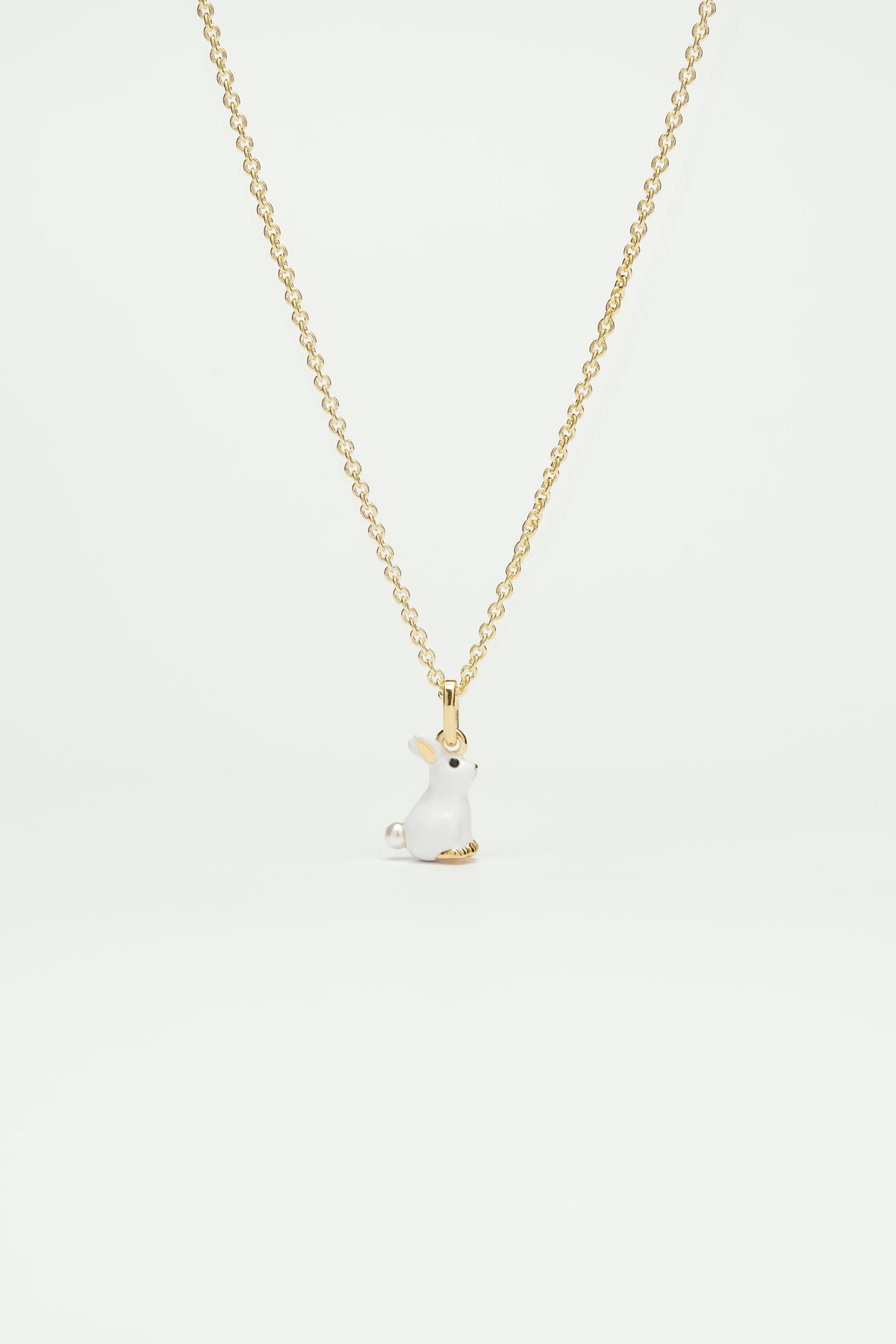 Rabbit and Pearl Pendant Necklace