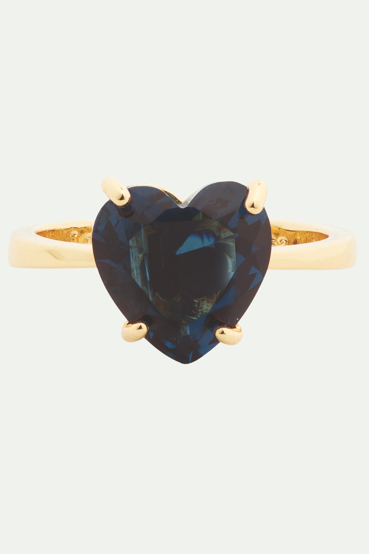 Bague solitaire pierre cœur La Diamantine Bleu Océan