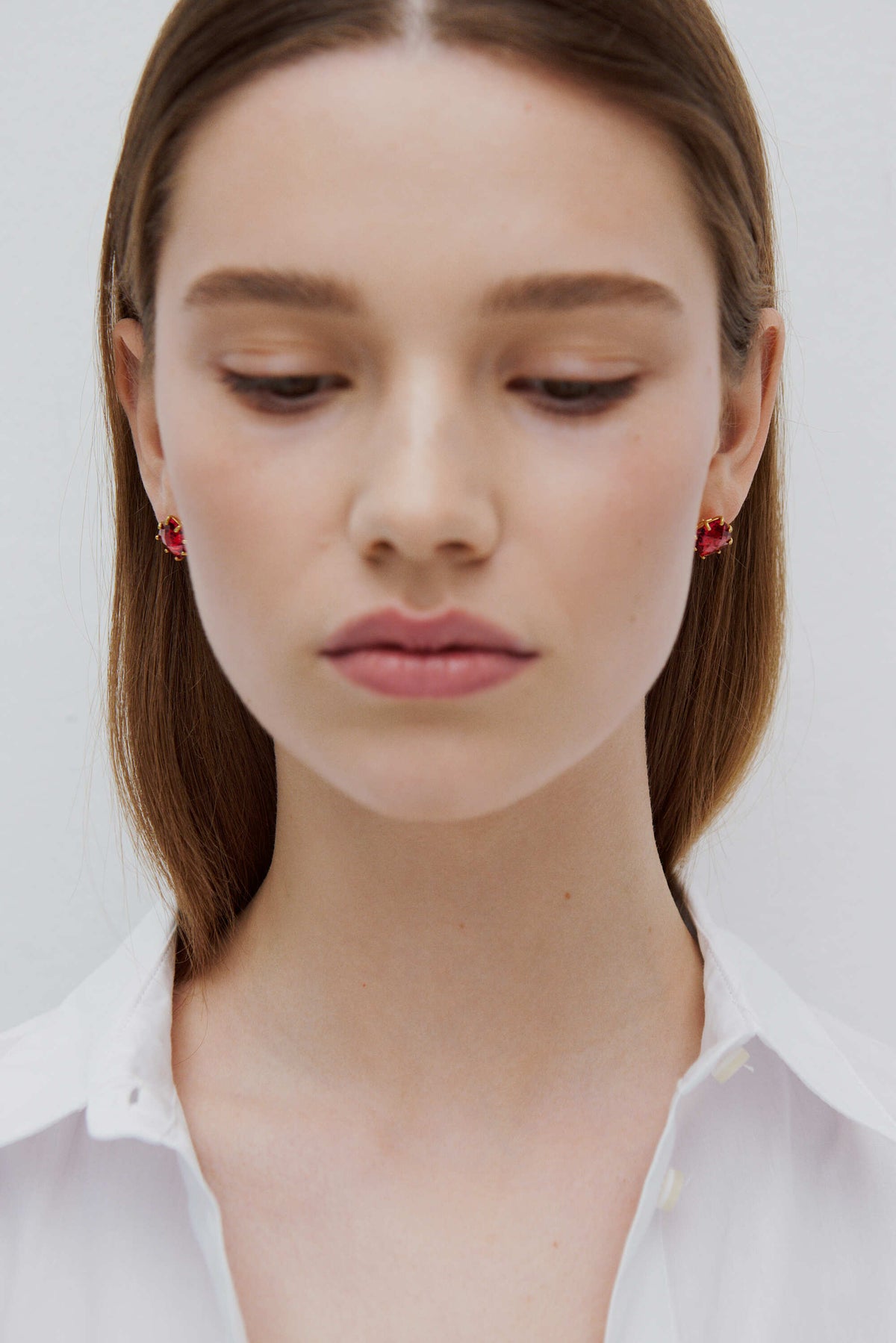 Boucles d'oreilles tiges pierre carrée La Diamantine Rosa Centifolia