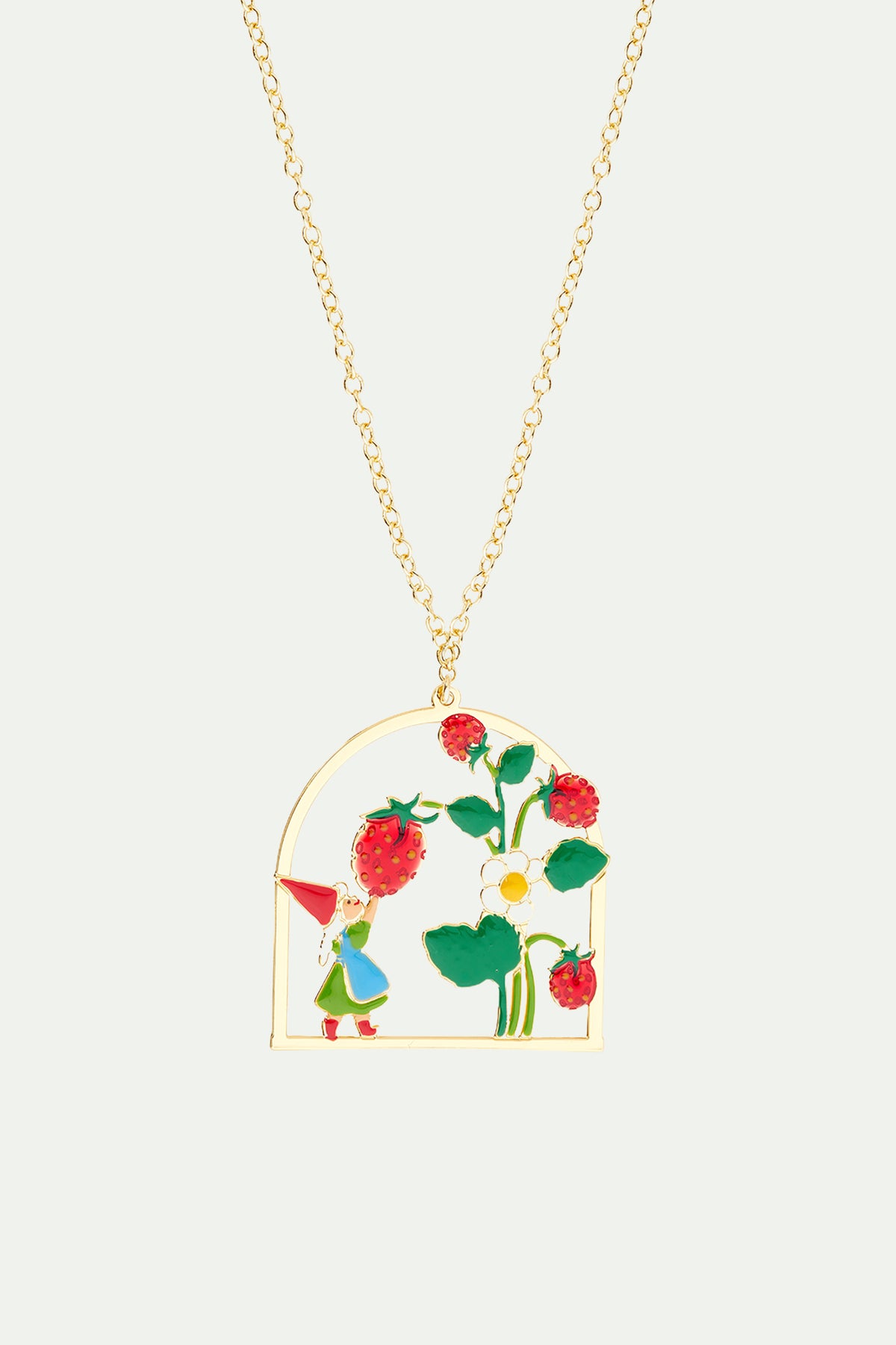 Collier pendentif naine et cueillette de fraises