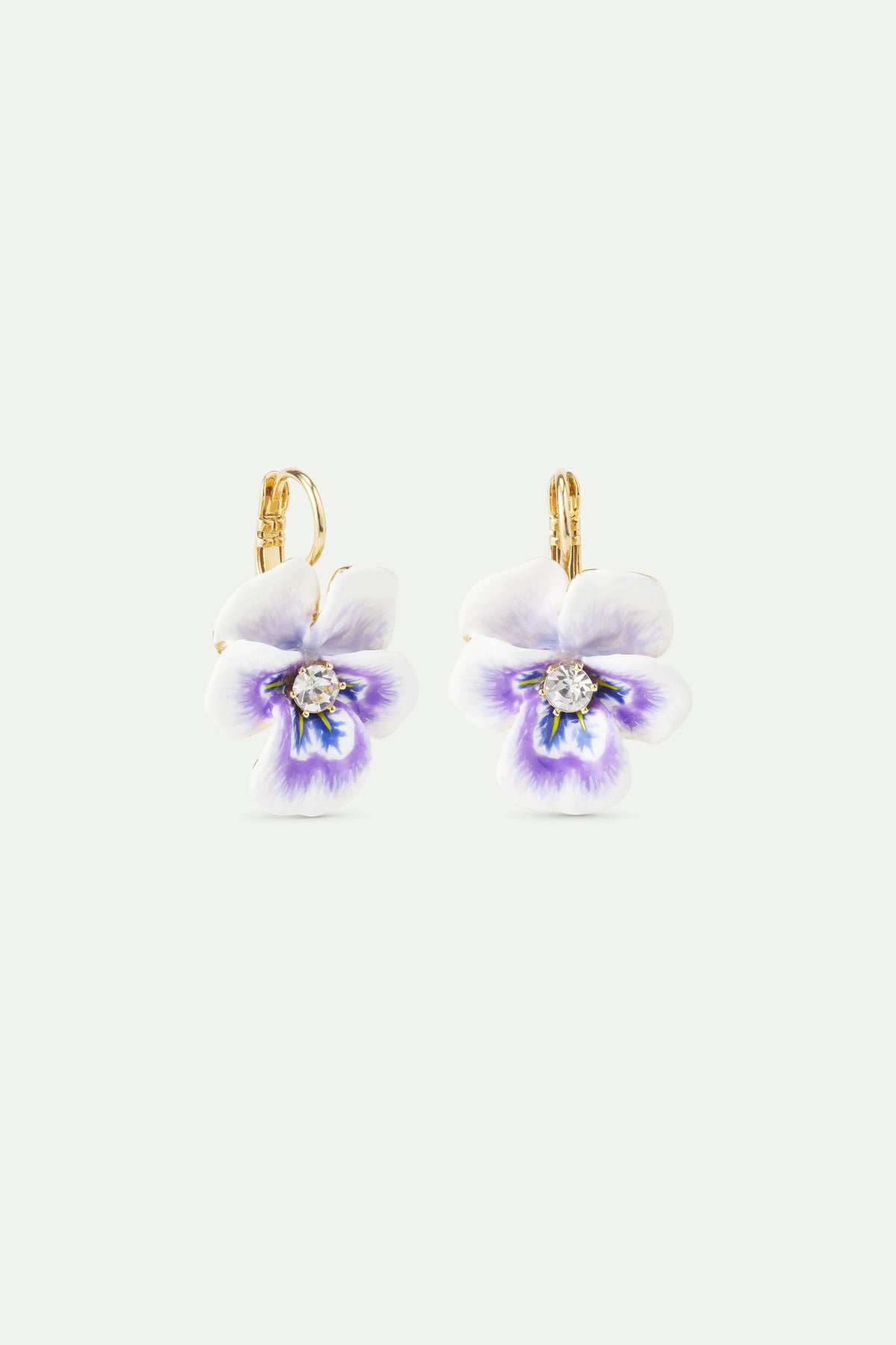 Pendientes pensamiento violeta y cristal tallado