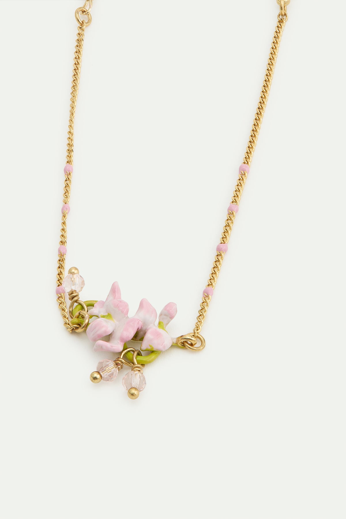 Bracelet fin glycine rose et perles de cristal facettées