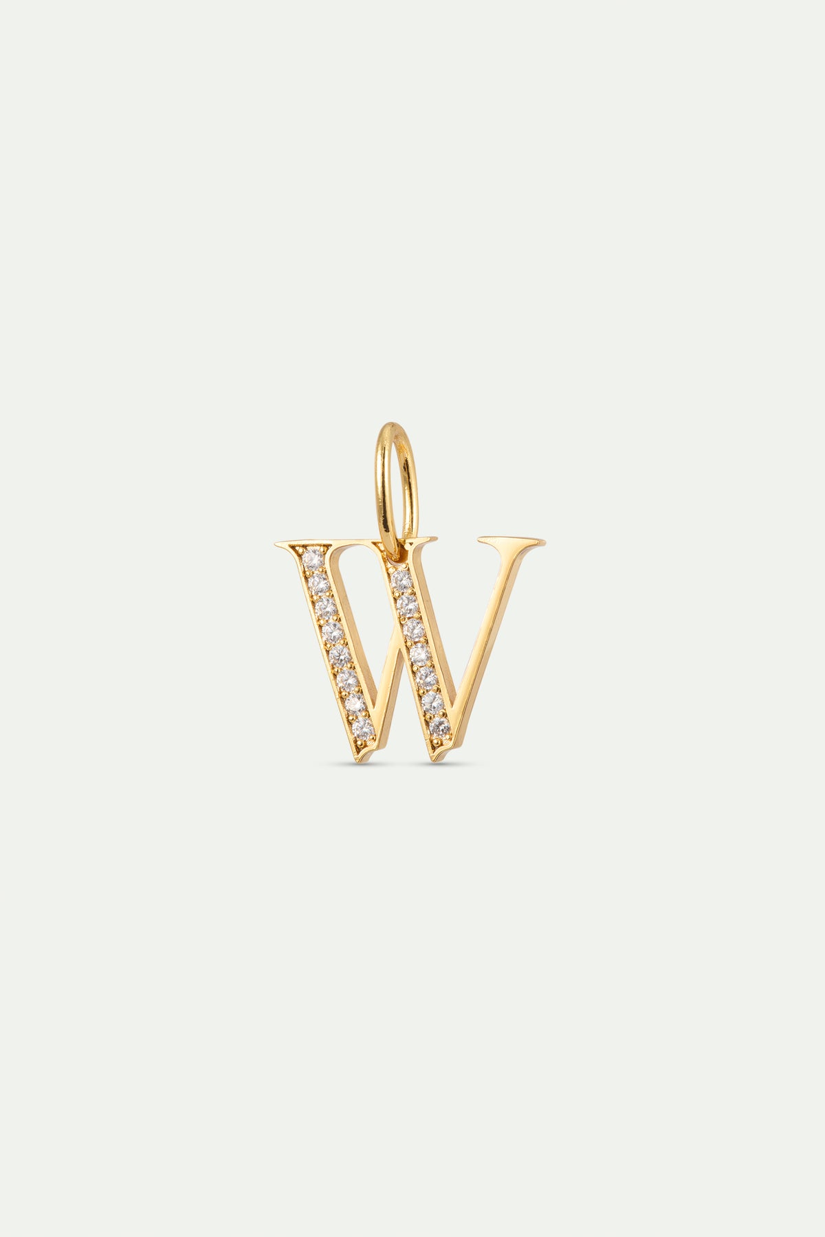 Pendentif lettre W dorée et cristaux