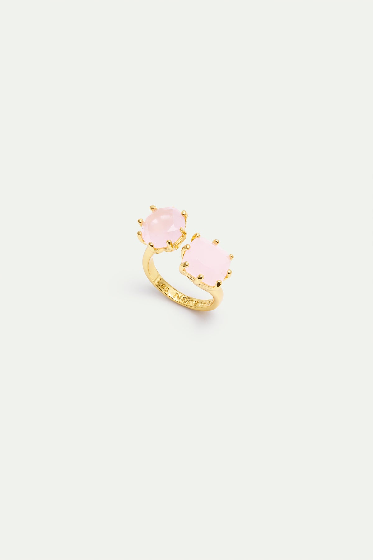 Bague ajustable deux pierres la Diamantine rose pâle