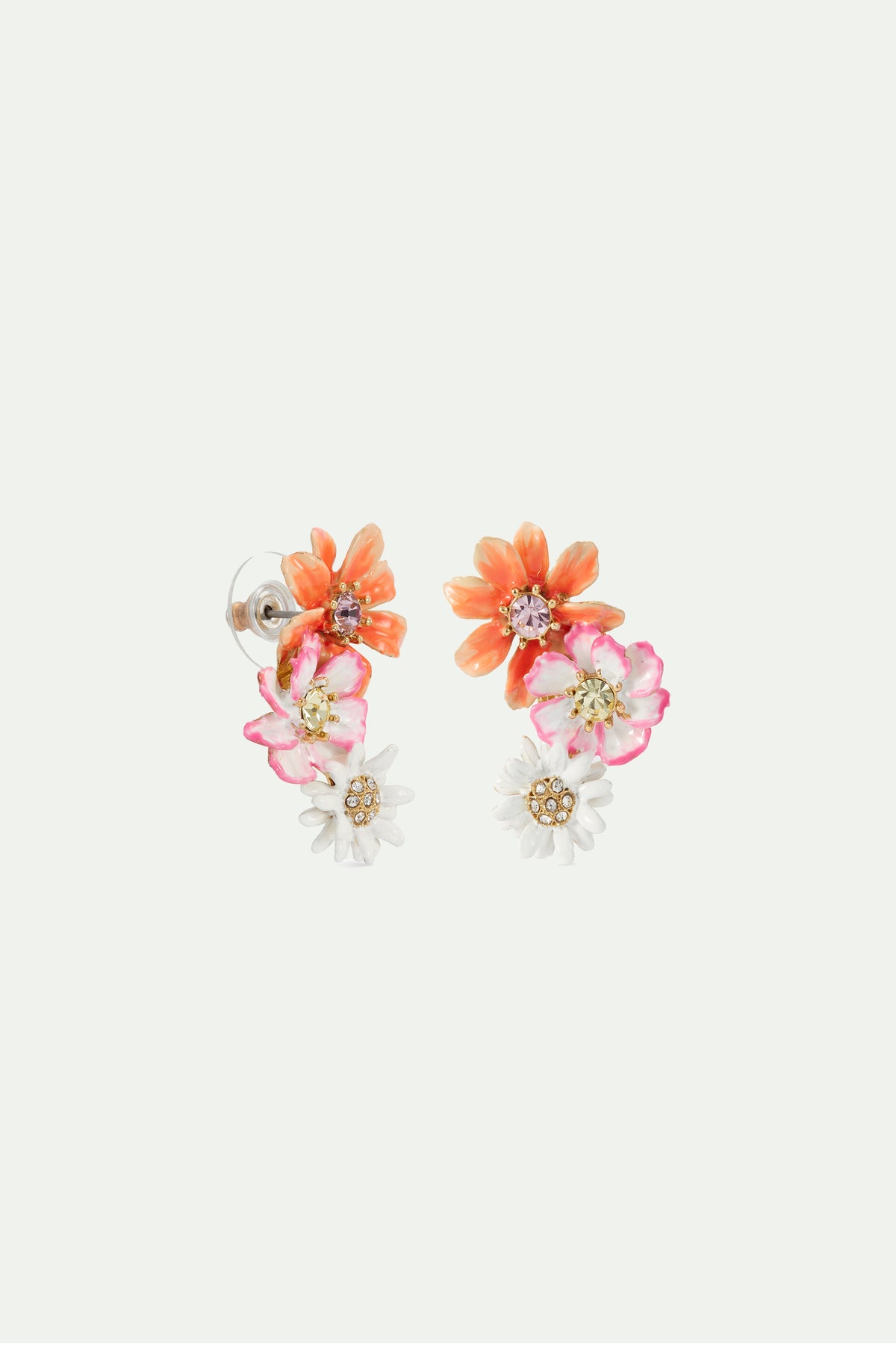 Boucles d'oreilles fleurs pâquerettes et zinnias