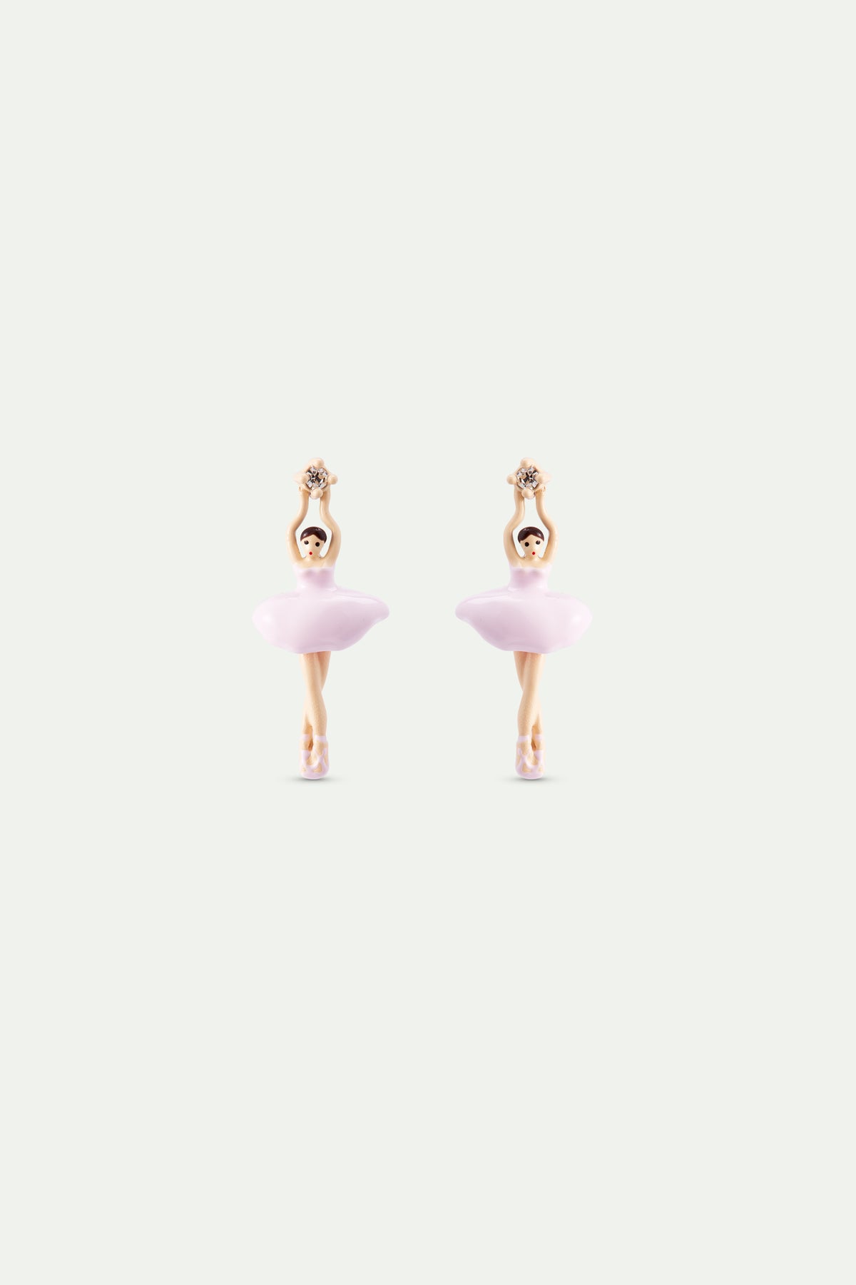 Boucles d'oreilles Ballerine rose et cristal