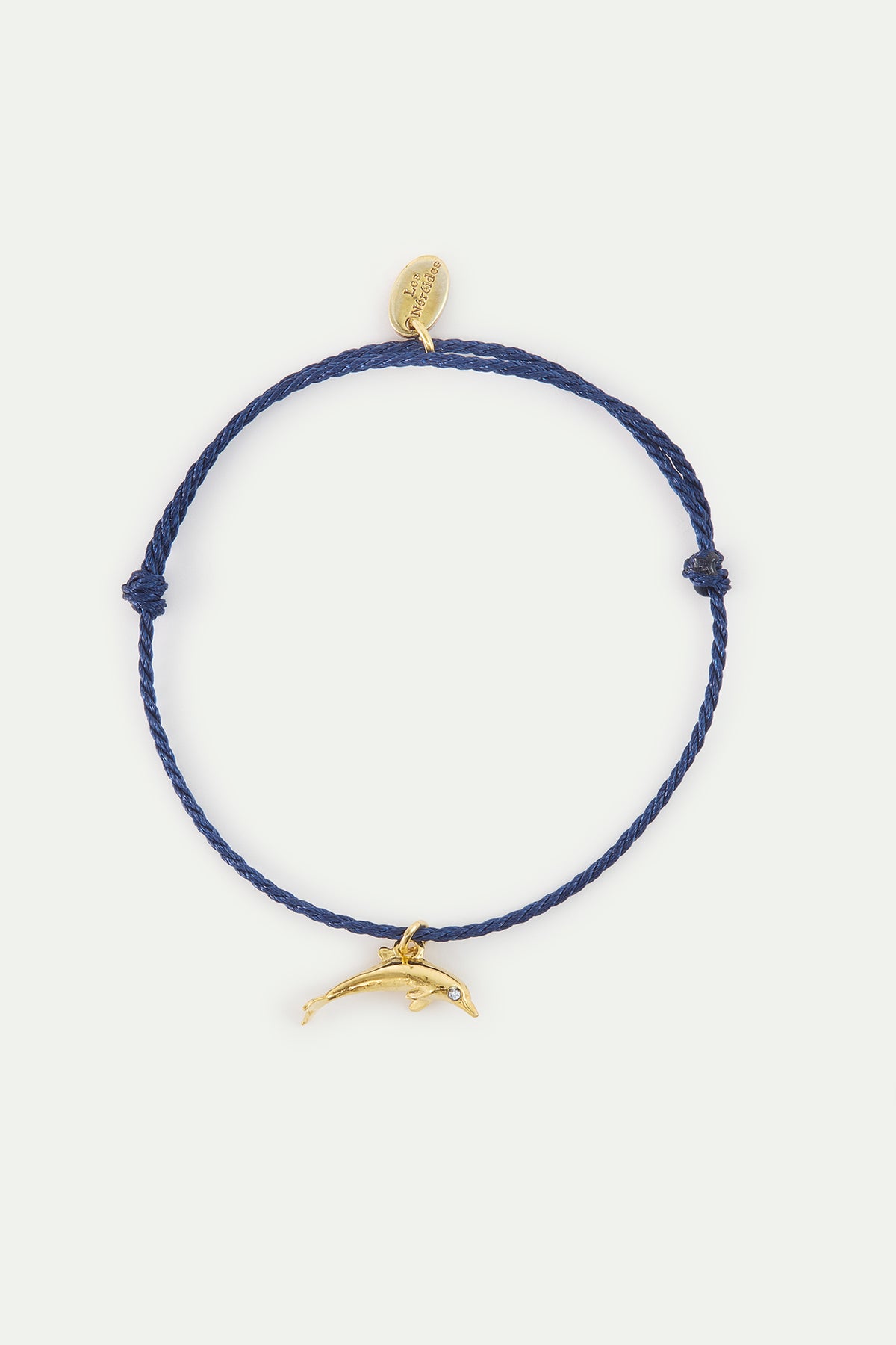 Blue cord gold dolphin bracelet