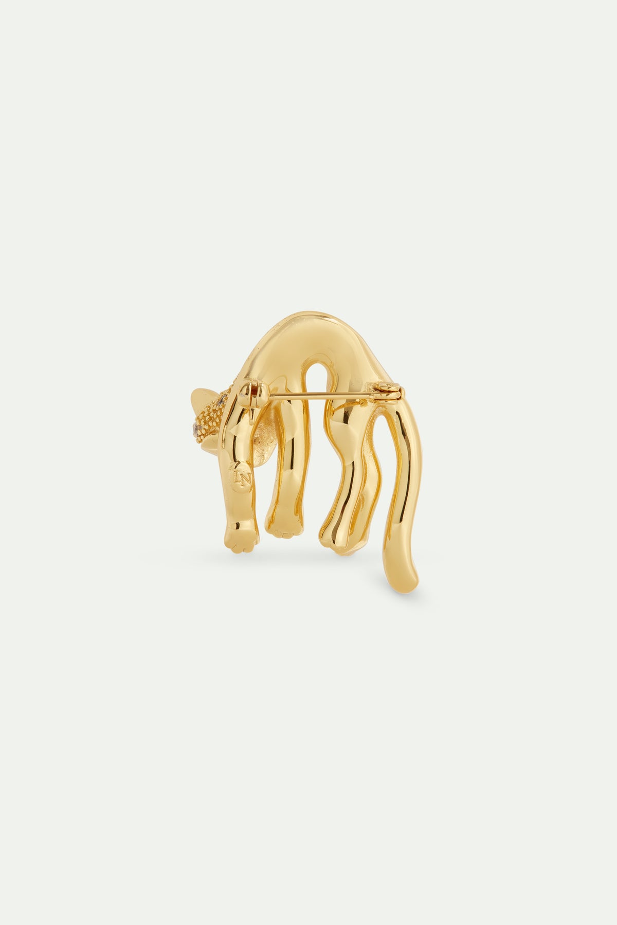 Broche chat doré et cristaux