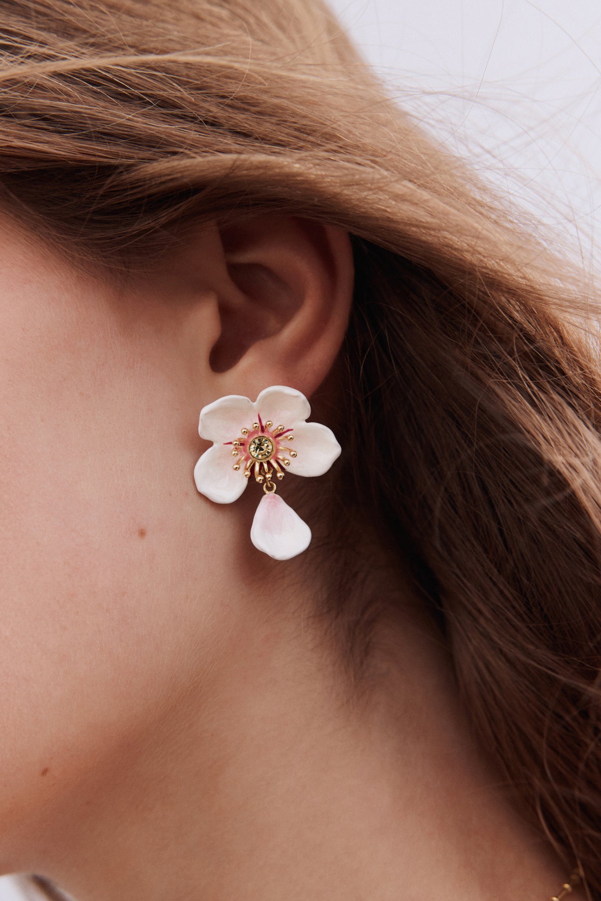 Boucle d'oreilles fleur blanche de cerisier