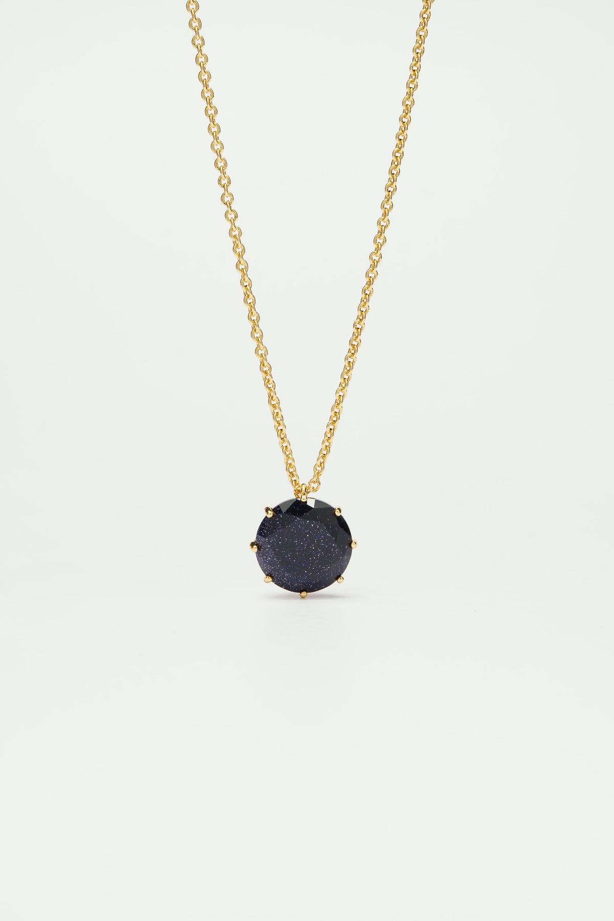 Collier sautoir pierre ronde la diamantine bleu nuit pailleté