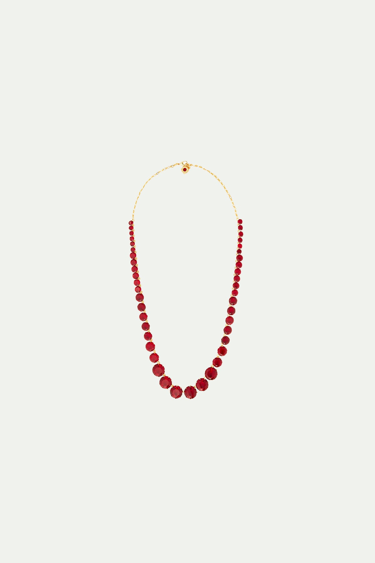 Collier sautoir pierres rondes La Diamantine rouge grenat