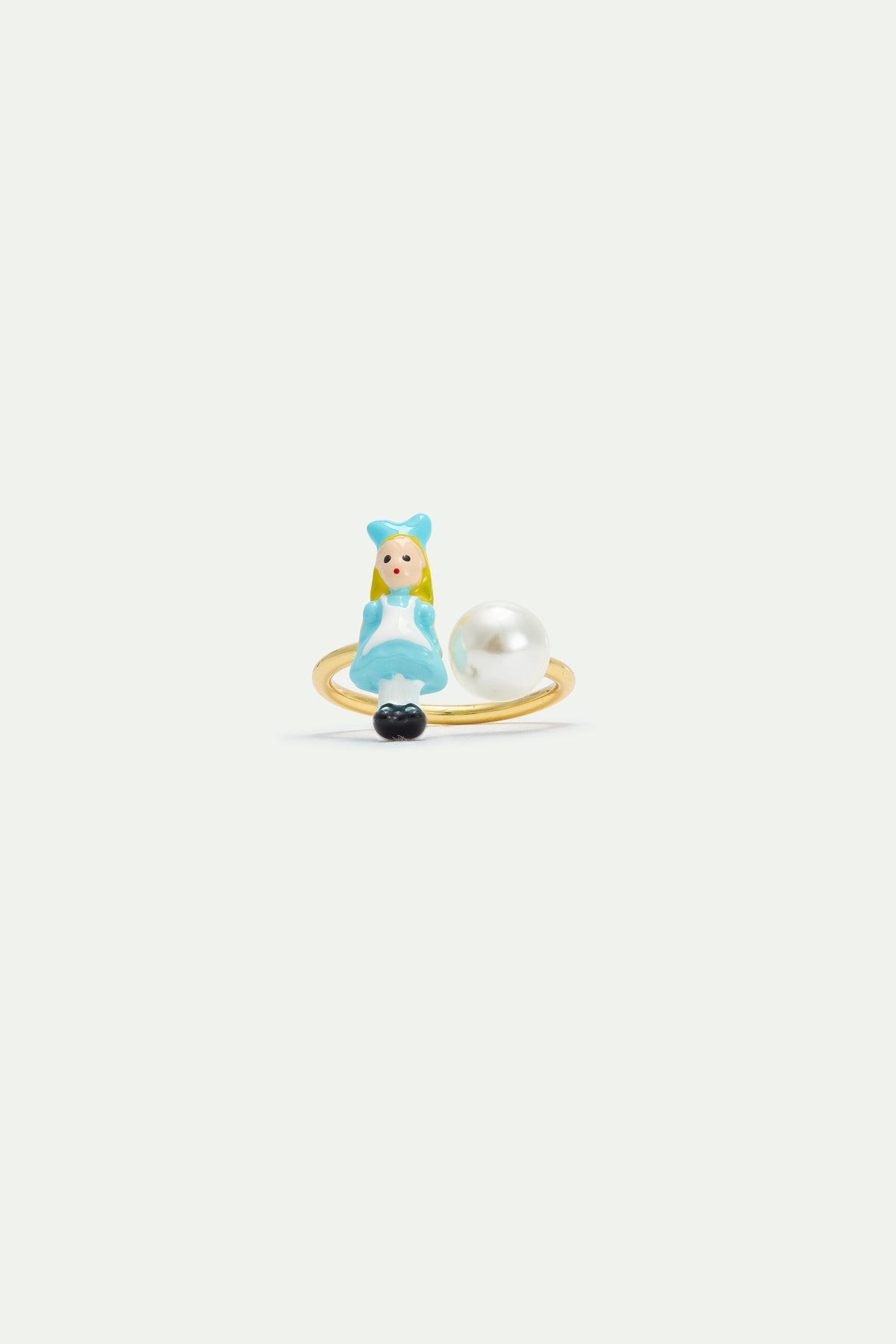 Bague ajustable Alice au pays des Merveilles et perle fantaisie