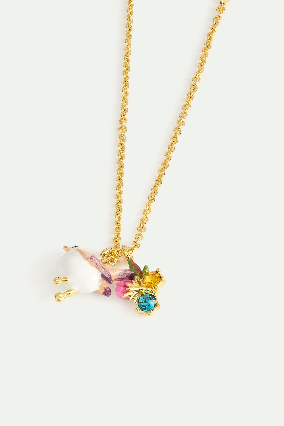 Bracelet pendentif plectrophane des neiges, bouton de rose et cristaux