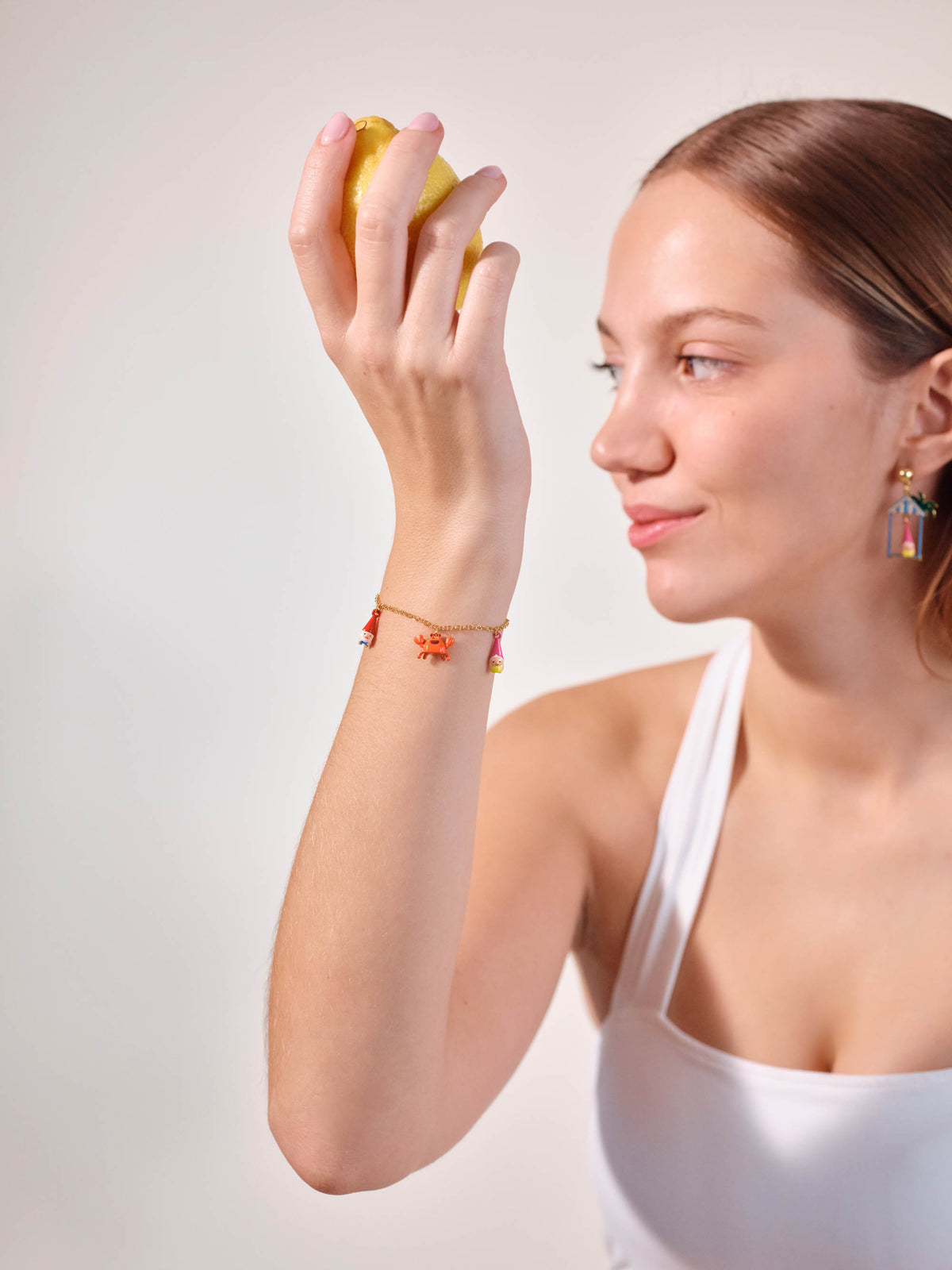 Bracelet charms nains de jardin et crabe rouge