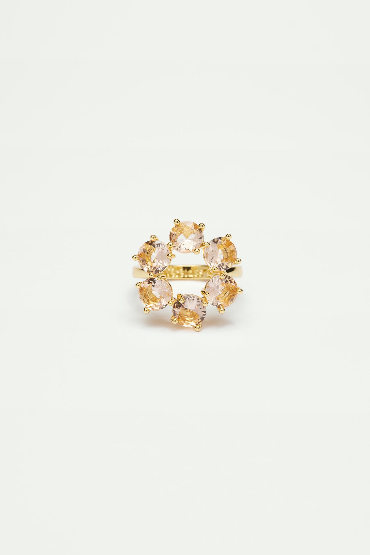 Bague fine 6 pierres la diamantine rose abricot