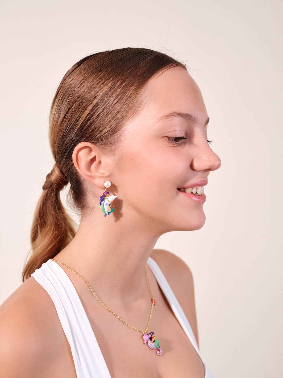 Mermaid and dolphin earrings