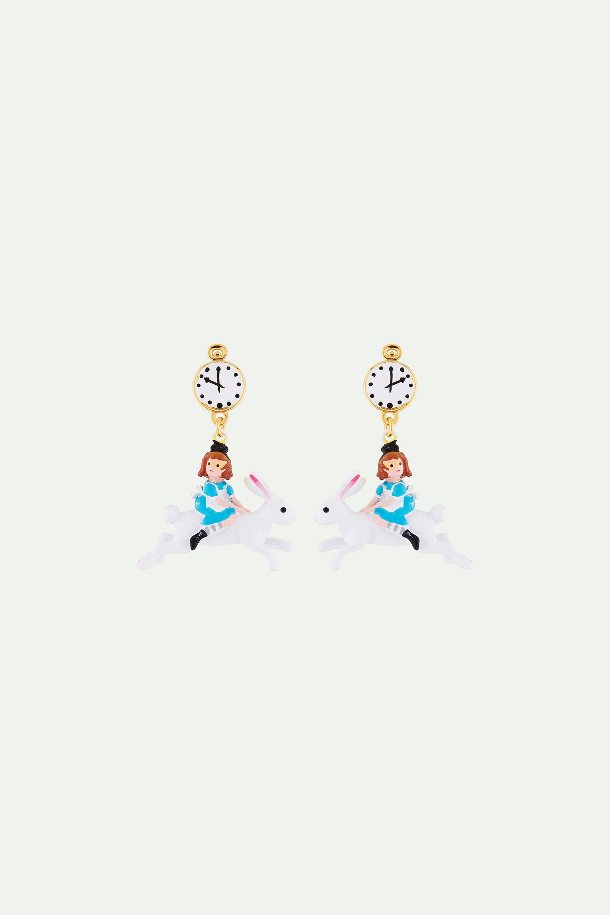 Boucles d'oreilles tiges alice à dos de lapin blanc