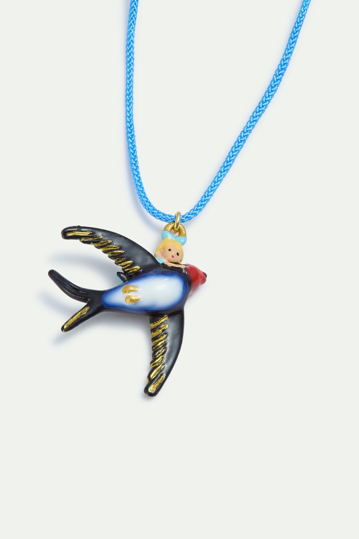 Bracelet bleu Alice et hirondelle