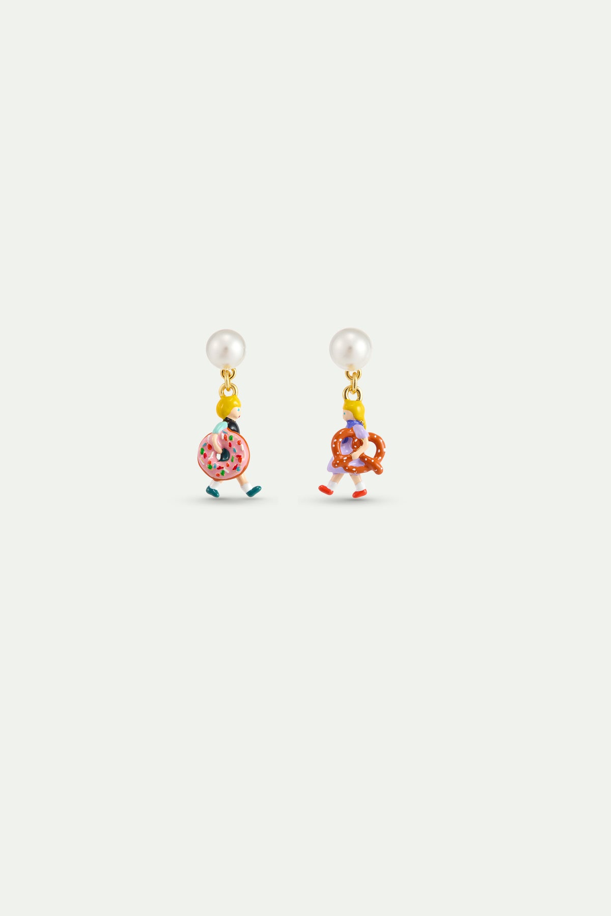 Boucles d'oreilles asymétriques Hansel et Gretel et perle