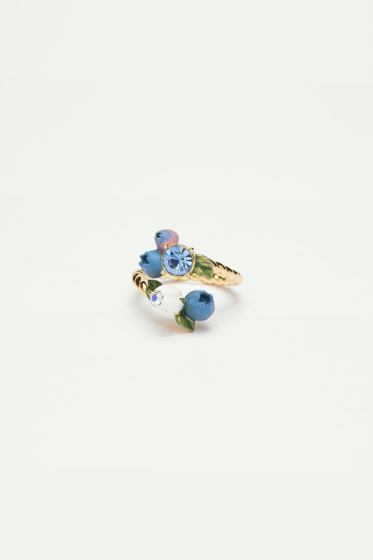 Bague ajustable myrtilles et pierre ronde