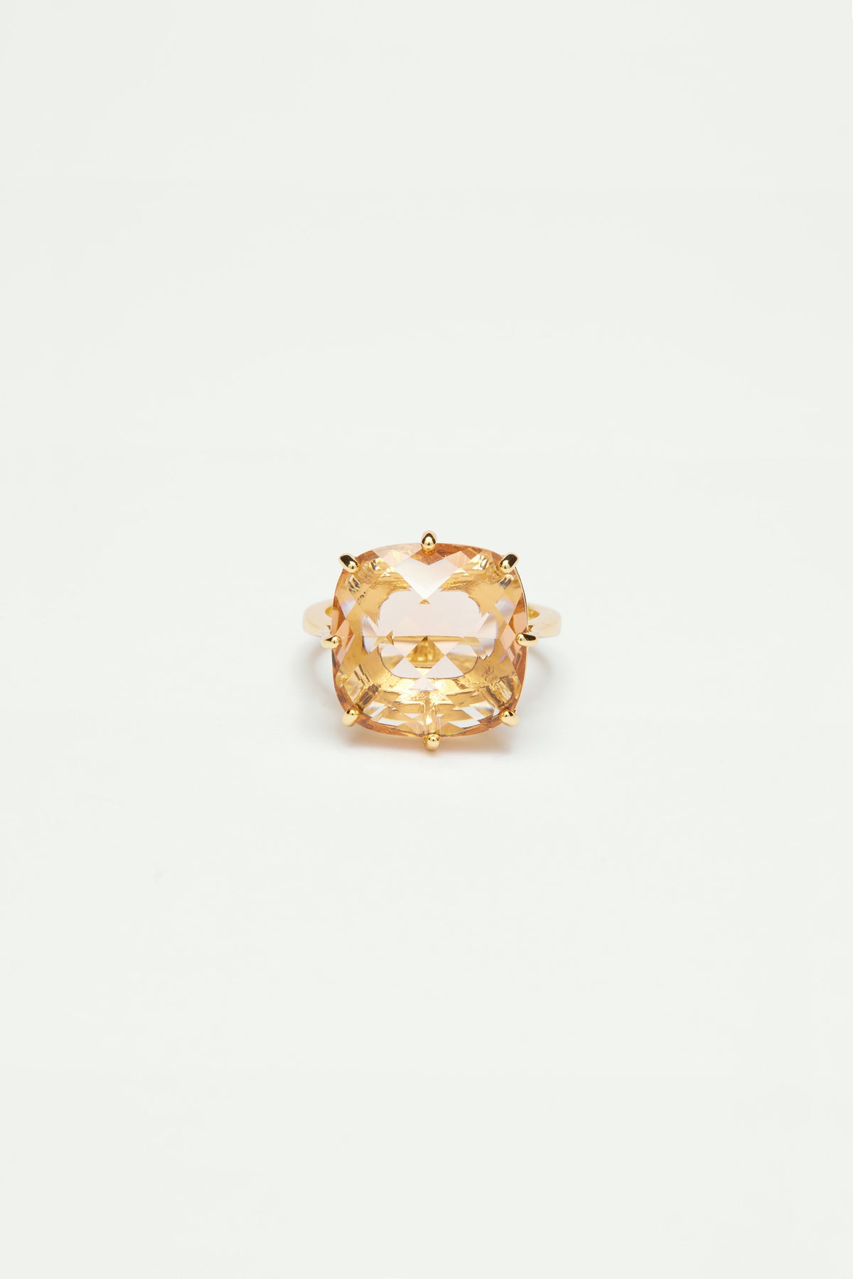 Bague solitaire carré la diamantine rose abricot