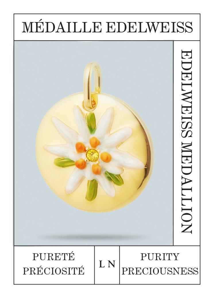 Pendentif Médaillon fleur d'Edelweiss, Pureté et Préciosité