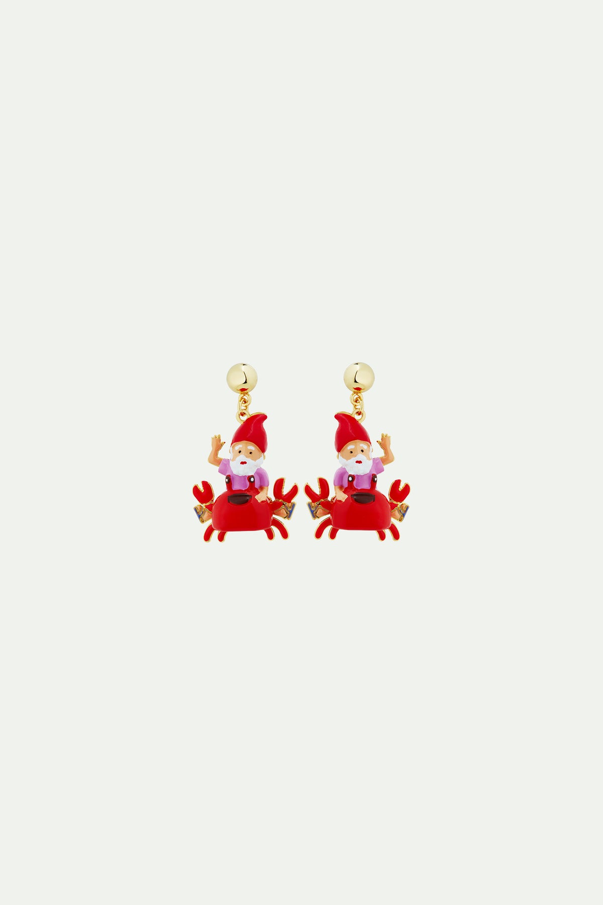Boucles d'oreilles nain de jardin et crabe rouge