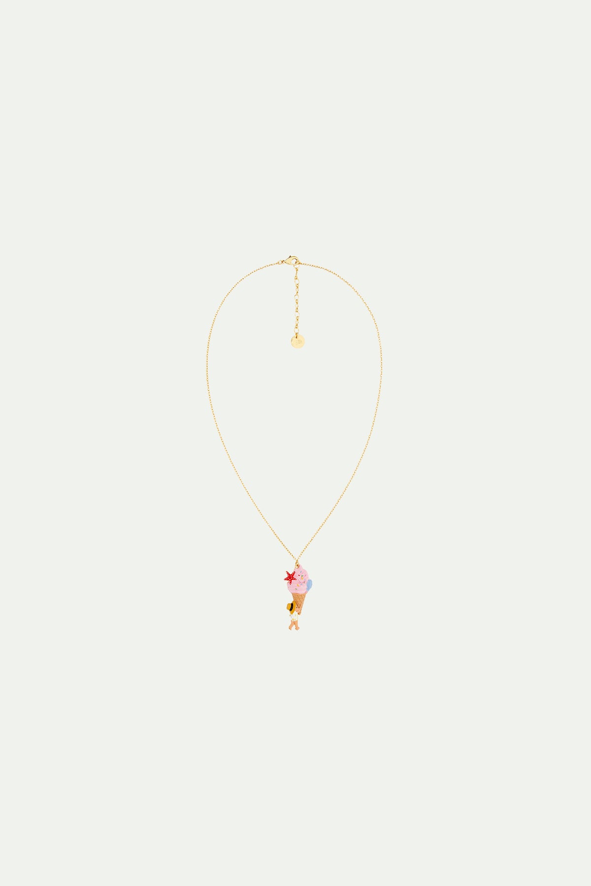 Collier pendentif glace à l'italienne, coquillage et nain de jardin