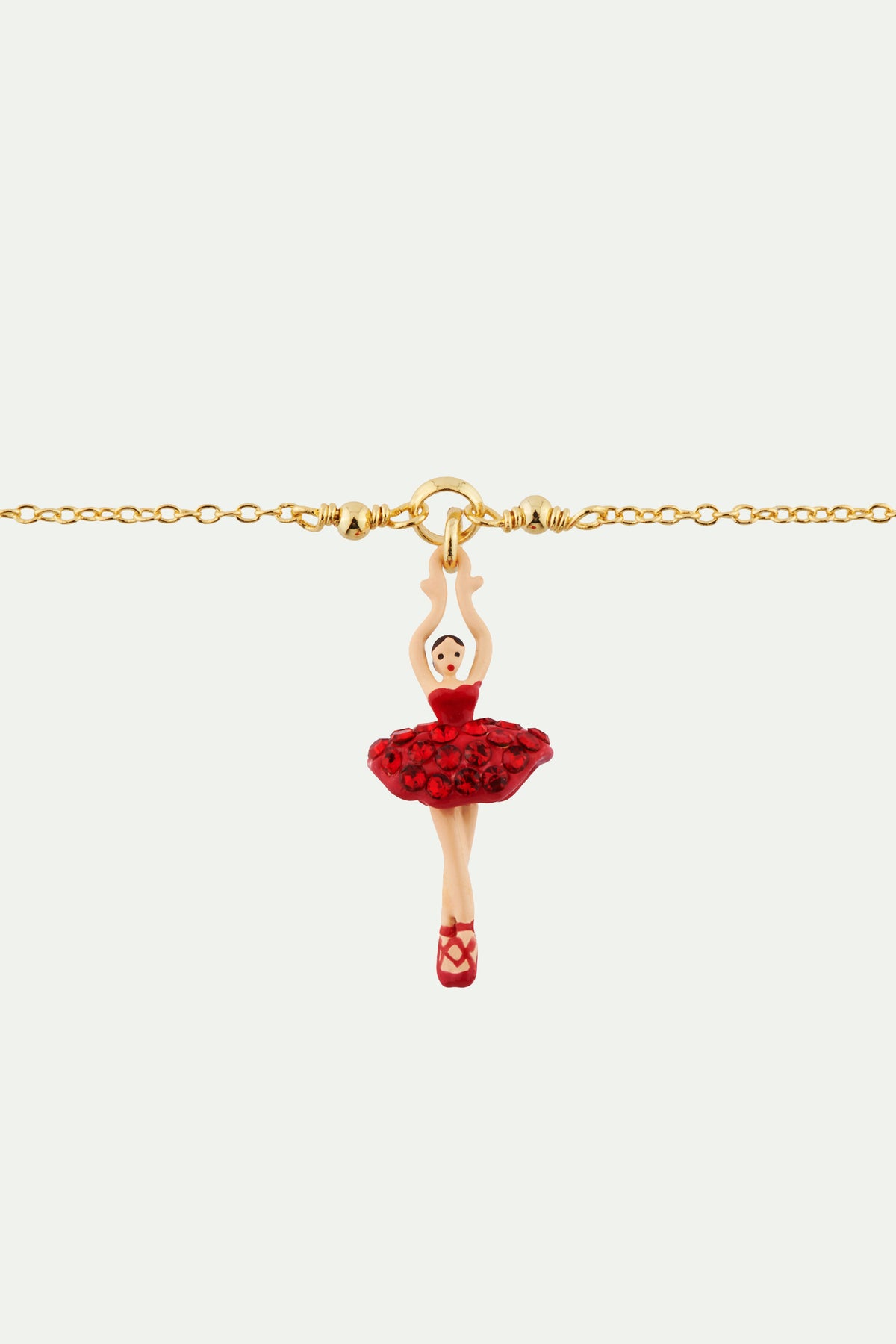 Bracelet mini ballerine en tutu pavé de strass rouges