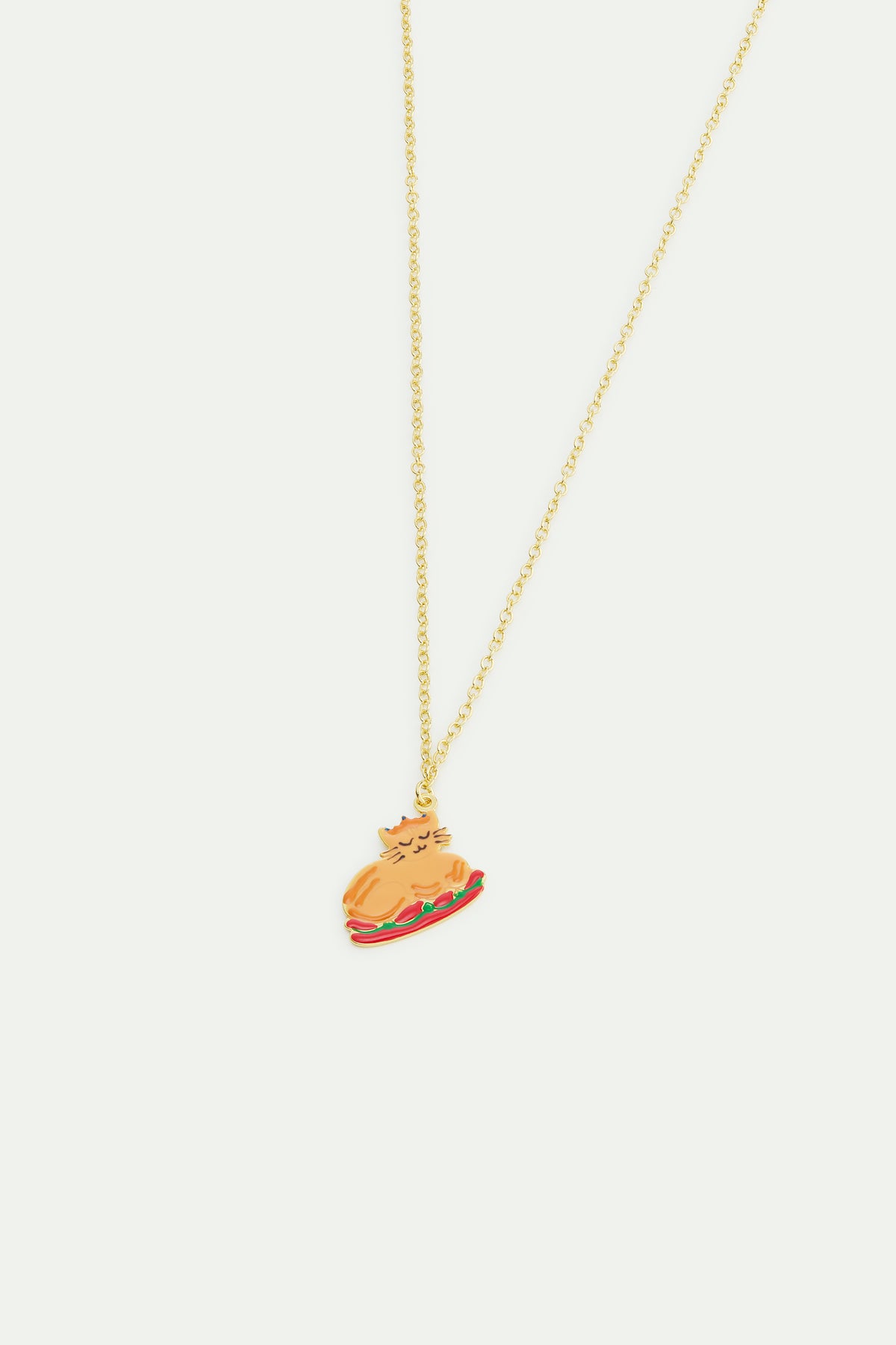 Collier pendentif repas de noël et couronne doré