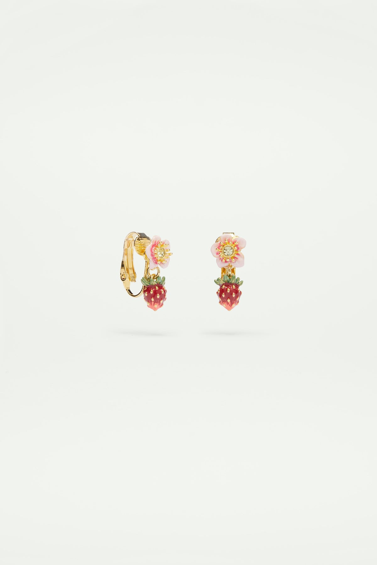 Boucles d’oreilles fraise des bois et fleur de rose