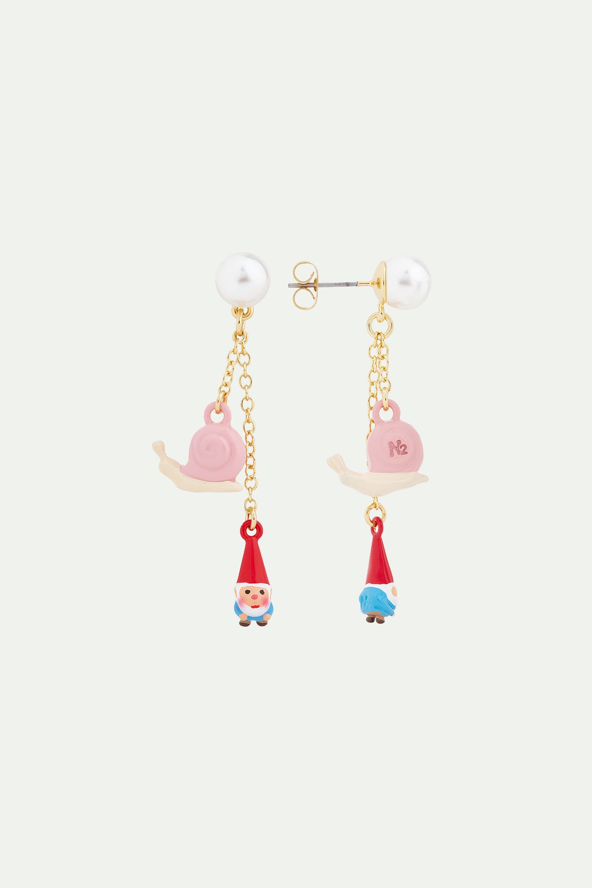 Boucles d'oreilles pendantes nain de jardin et escargot