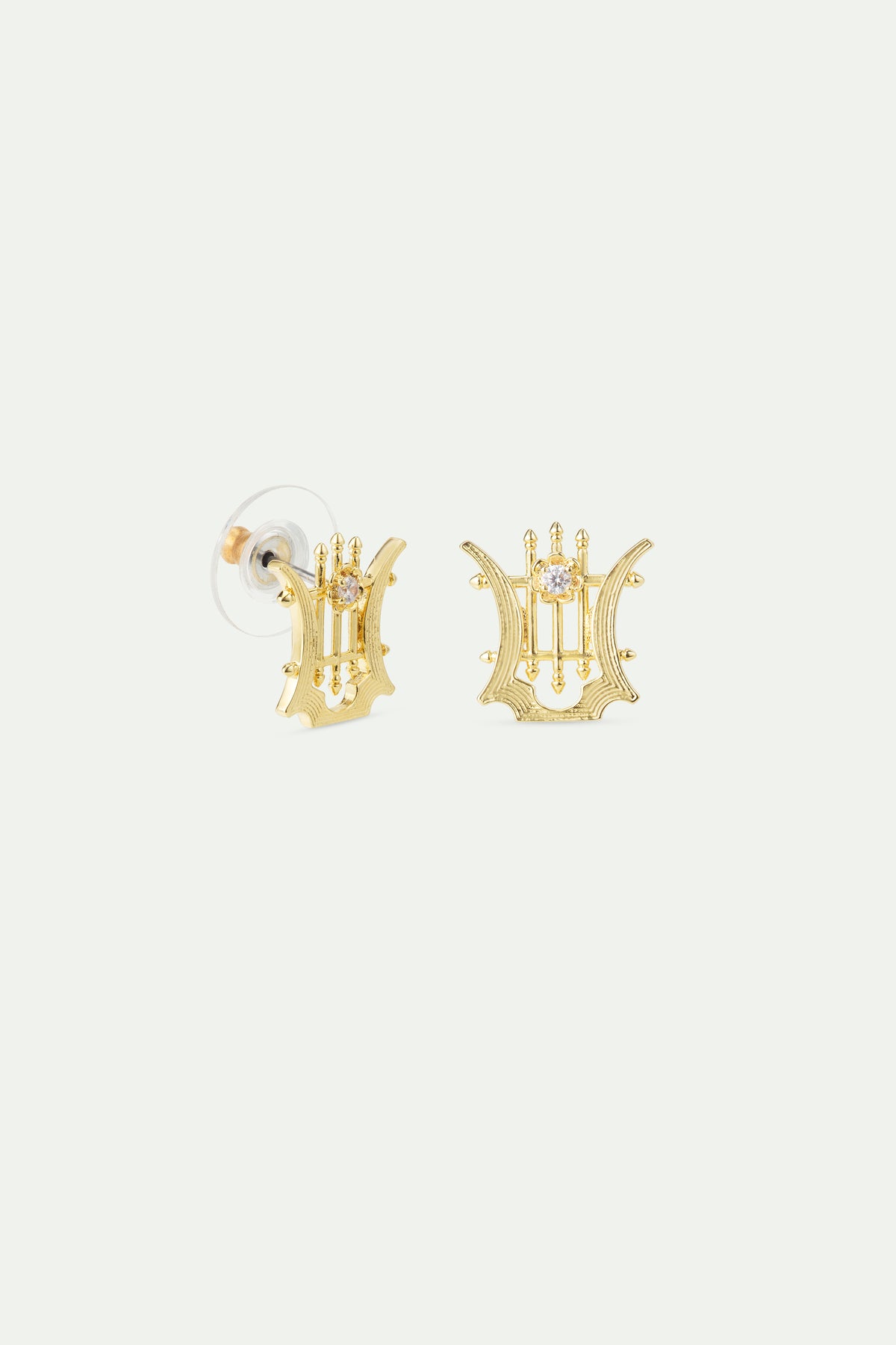 Boucles d'oreilles tiges dorées Lyre