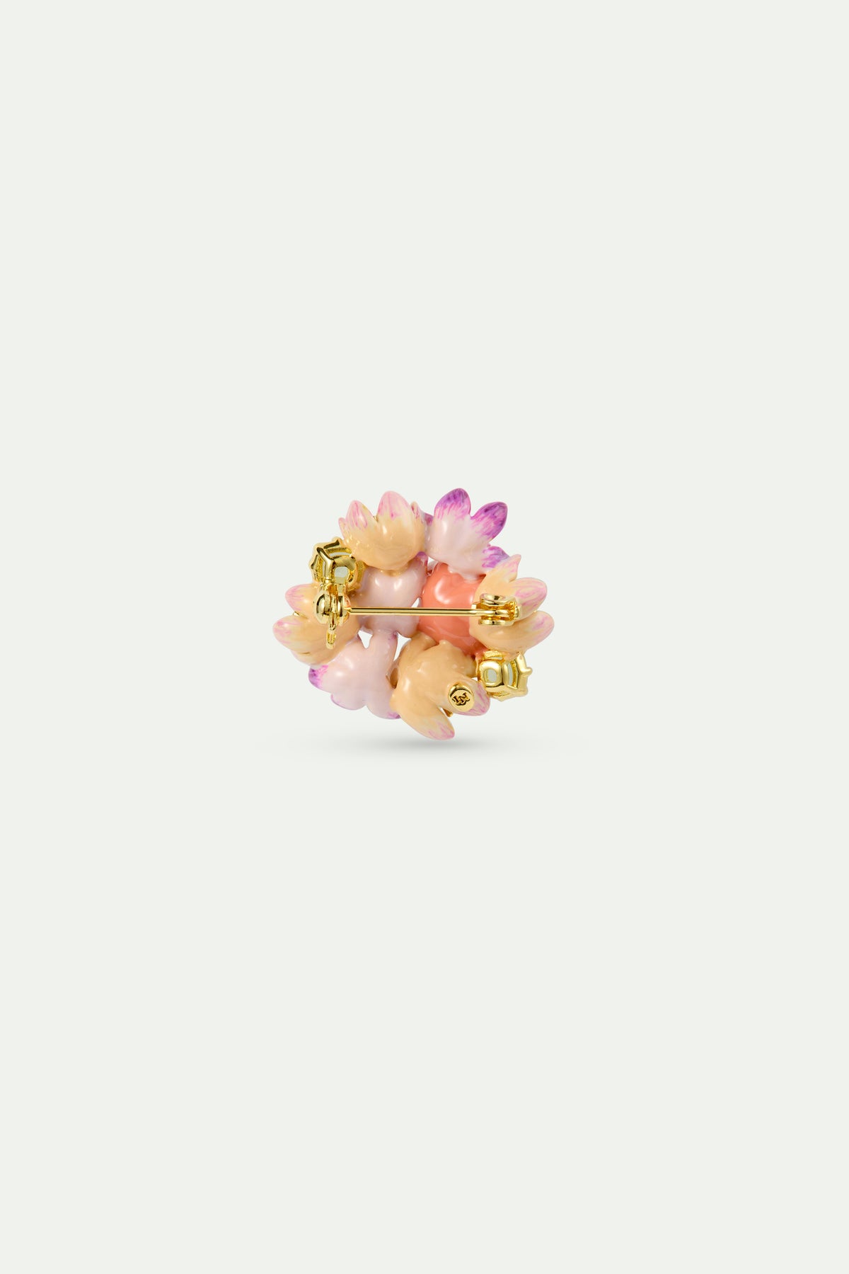 Broche bouquet d'hellébores roses et pierres vertes