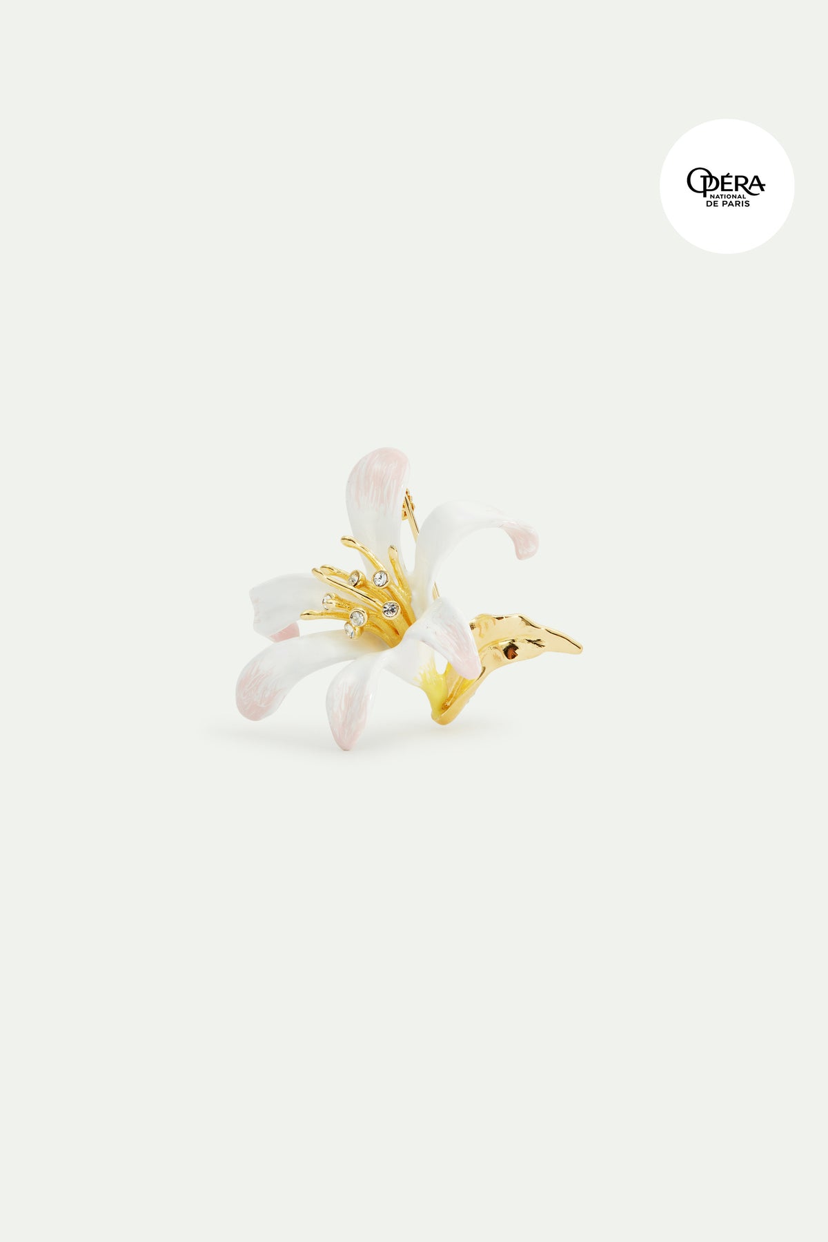 Broche Grande fleur de lys blanche et cristaux