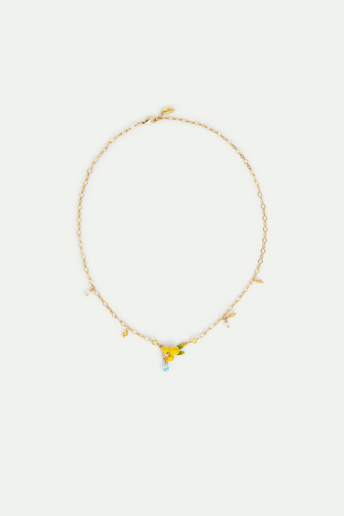 Collier pendentif fleur de mimosa et petites perles